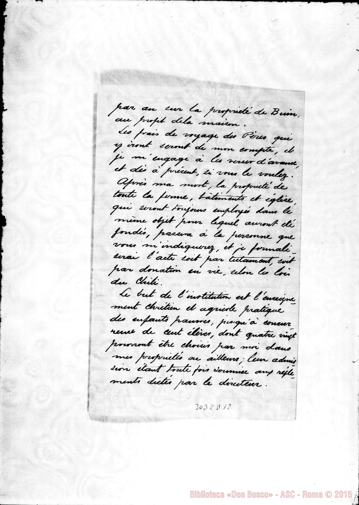 Fotogramma D 12 — Buin: M.lle Amélie Albert - Très Révérend Père. Pau, 7-04-1889. Autogr. Rua