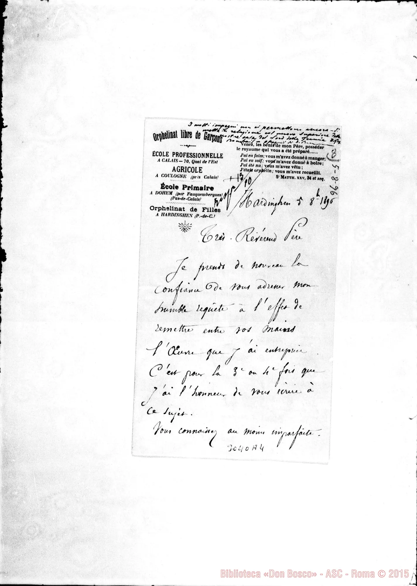 Fotogramma A 4 — Boudringhin, prêtre - Révérend Père. Hardinghen, 5-10-1896