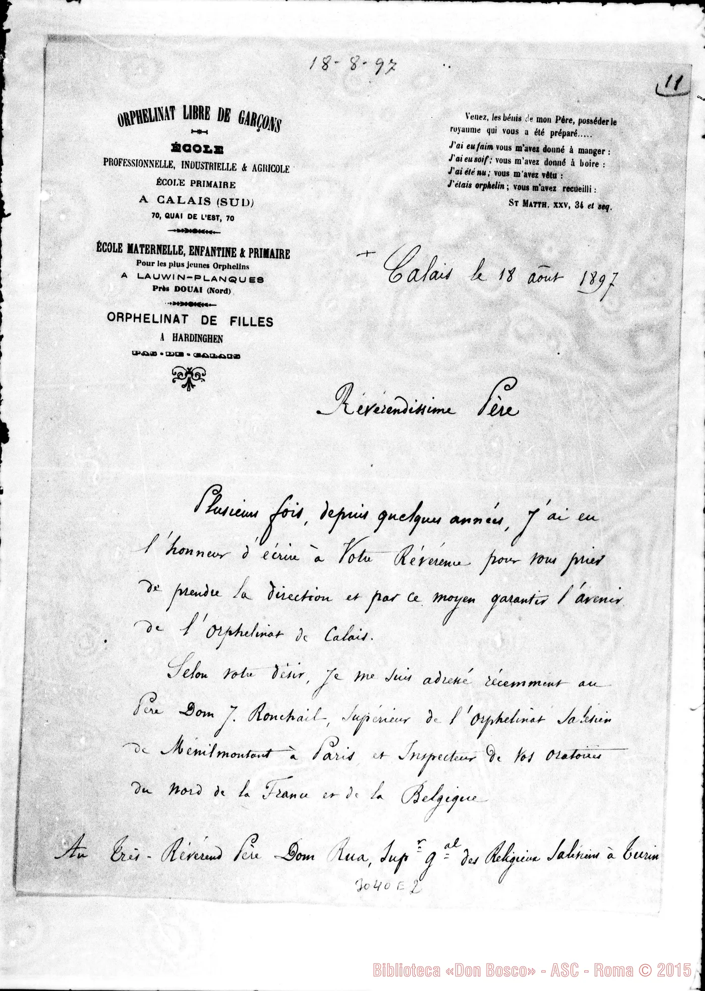 Fotogramma E 2 — L’Abbé Boudringhin - Révérend Père. Calais, 18-08-1897