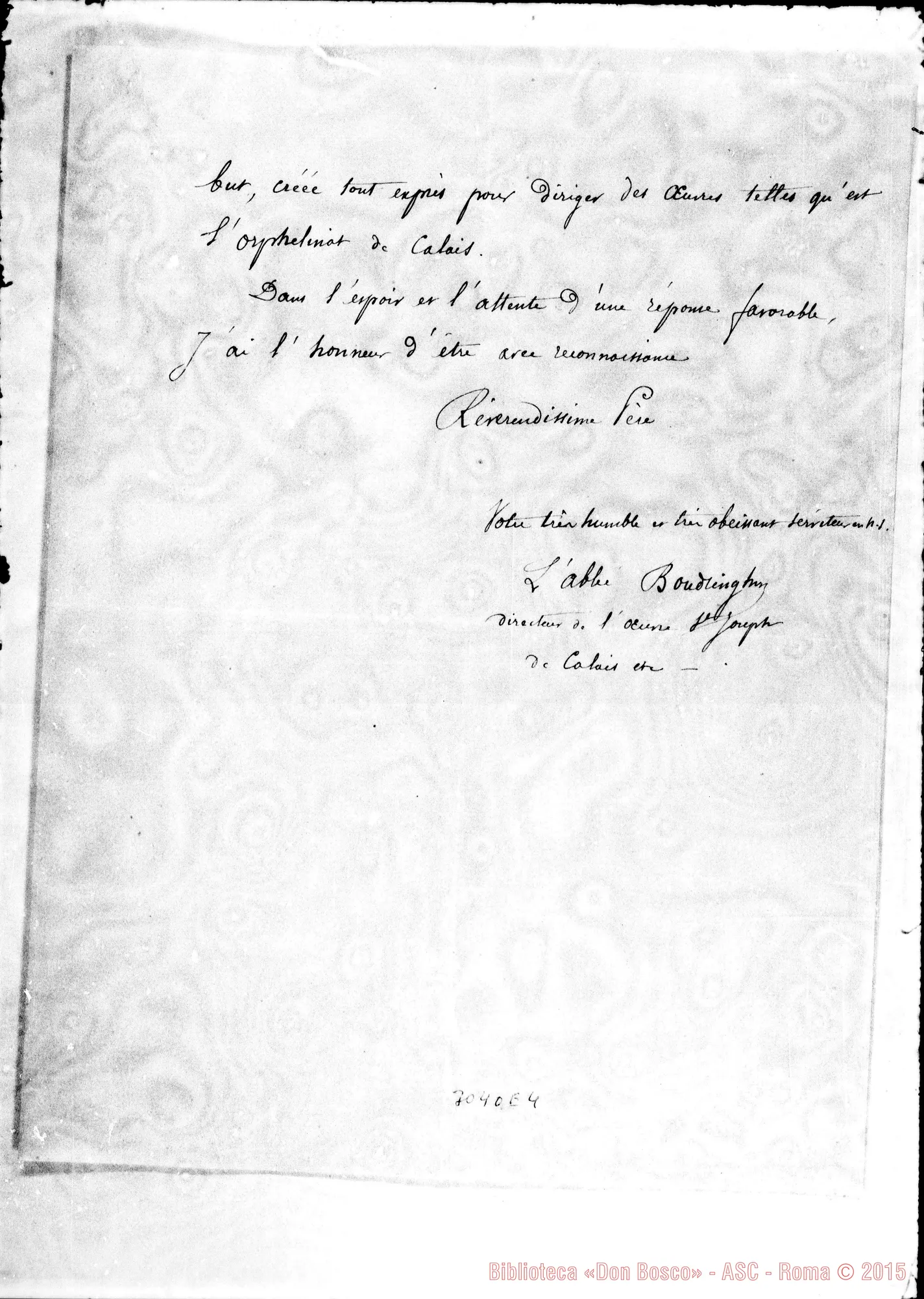 Fotogramma E 4 — L’Abbé Boudringhin - Révérend Père. Calais, 18-08-1897