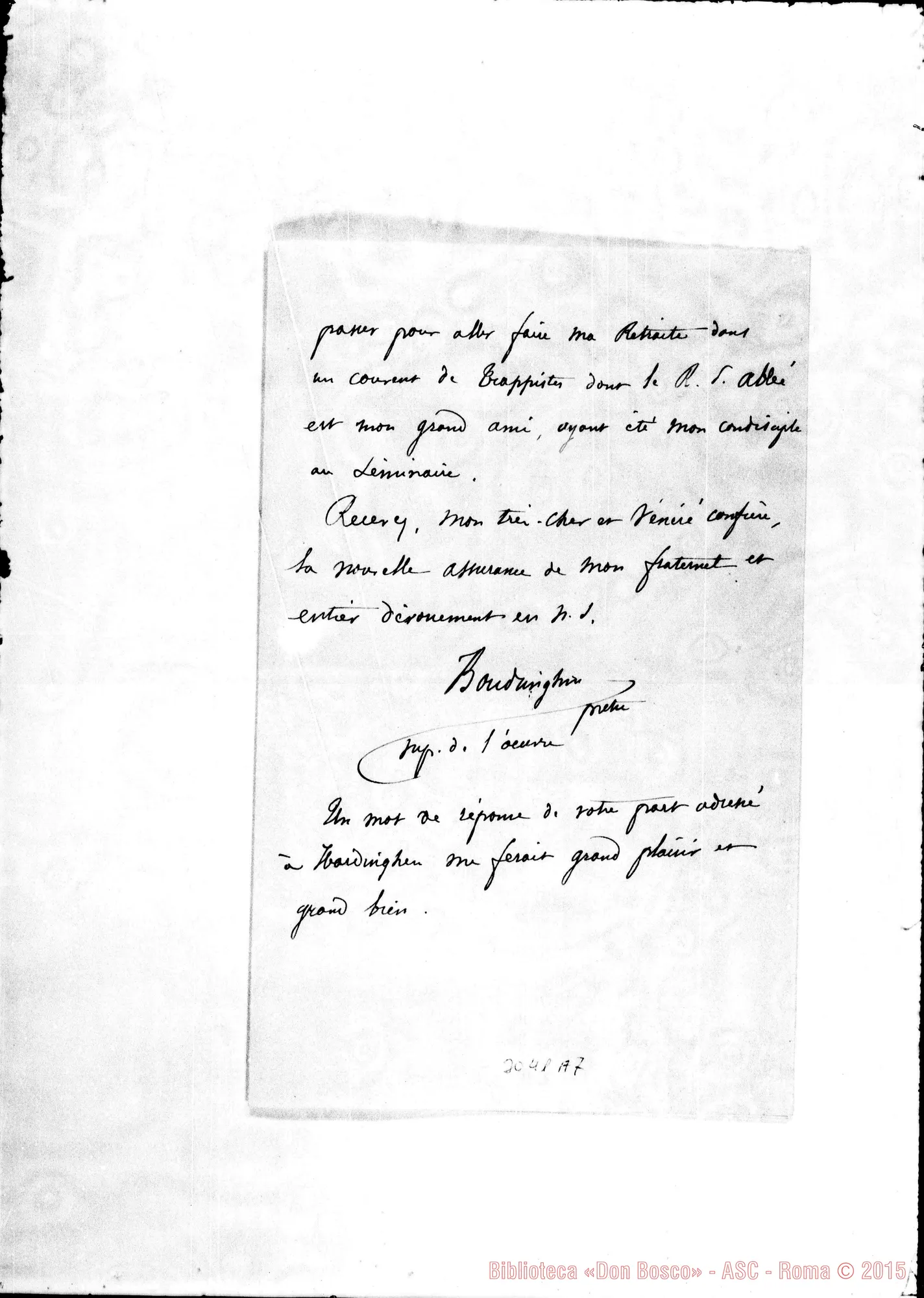 Fotogramma A 7 — Boudringhin, prêtre - Vénéré Confrère. Hardinghen, 27-09-1897