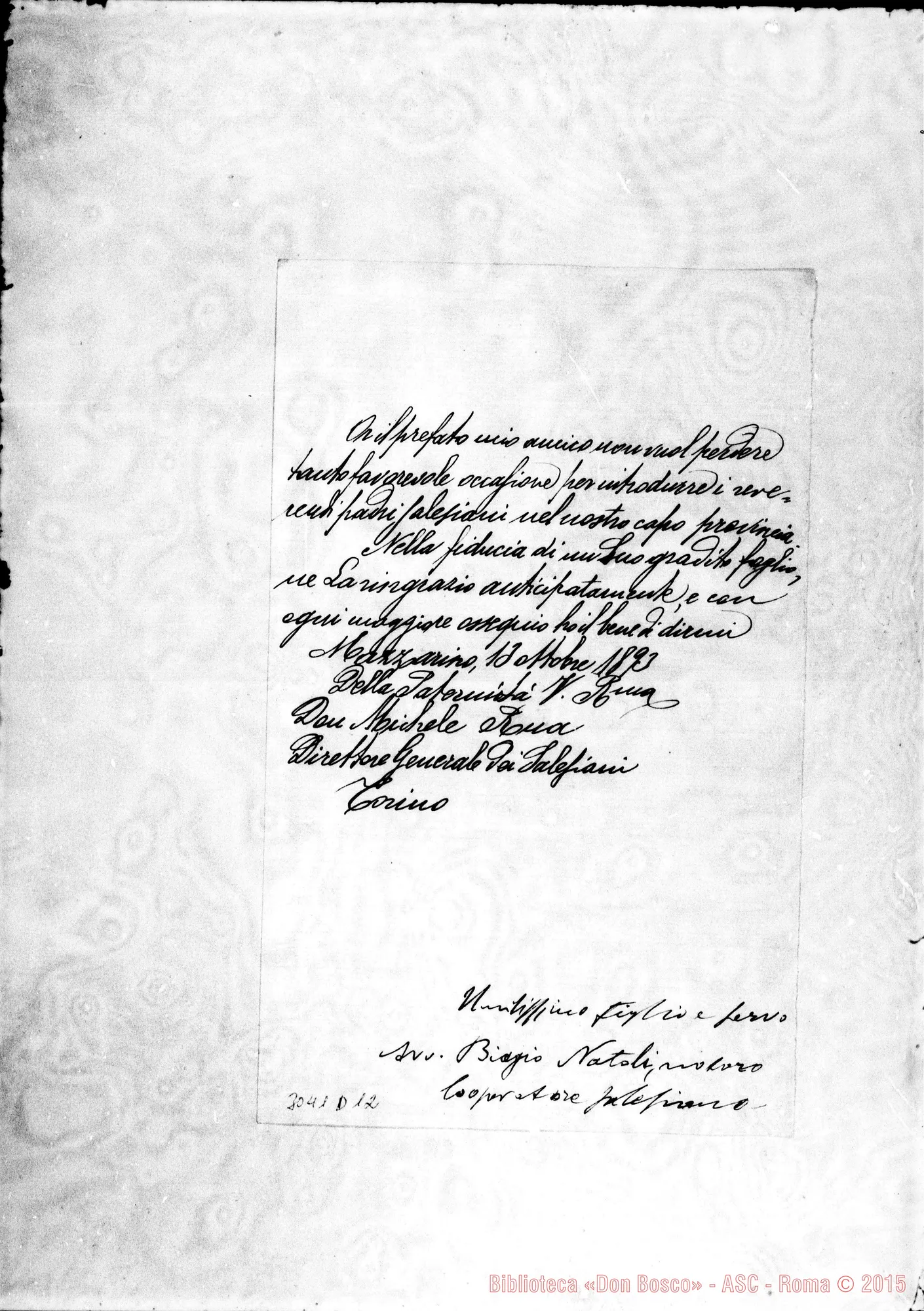 Fotogramma D 12 — Caltanissetta: Avv. Biagio Natale - D. Rua. Mazzarino, 13-10-1893