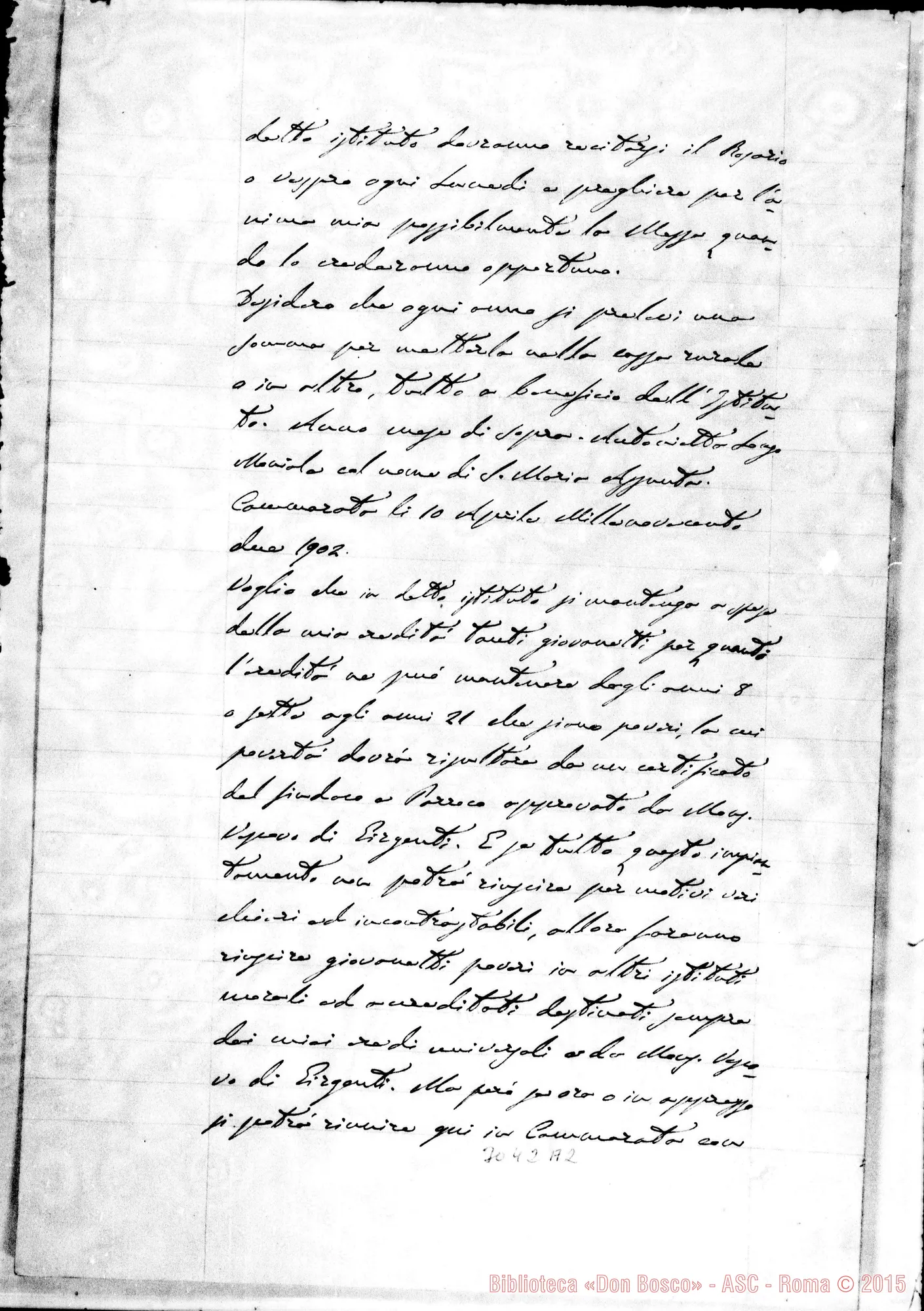 Fotogramma A 2 — Cammarata: Gaetano Guali, arciprete - D. Piccollo. Cammarata, 29-04-1901