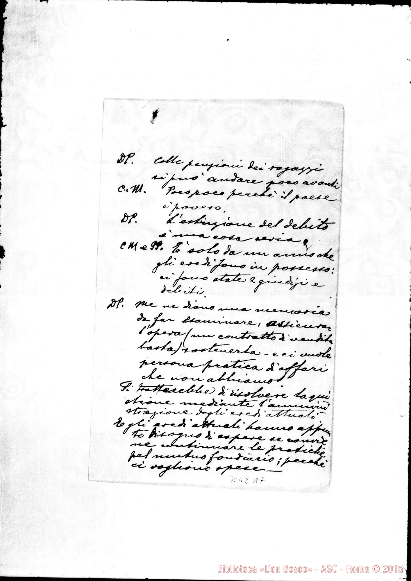 Fotogramma A 7 — Minuta di testamento
