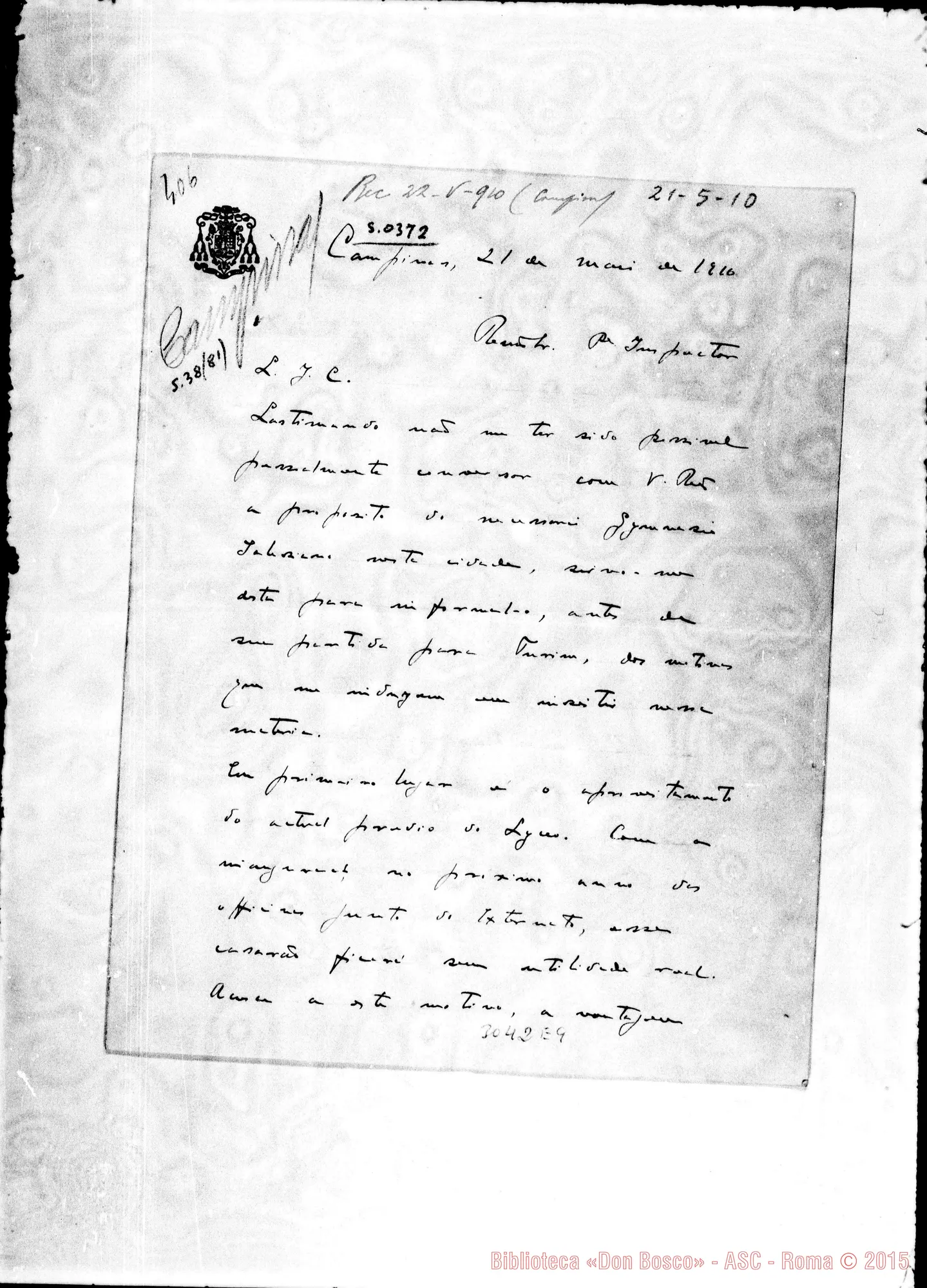 Fotogramma E 9 — Giambattista Correia Nery, vesc. di Campiñas - Inspector. 21-05-1910