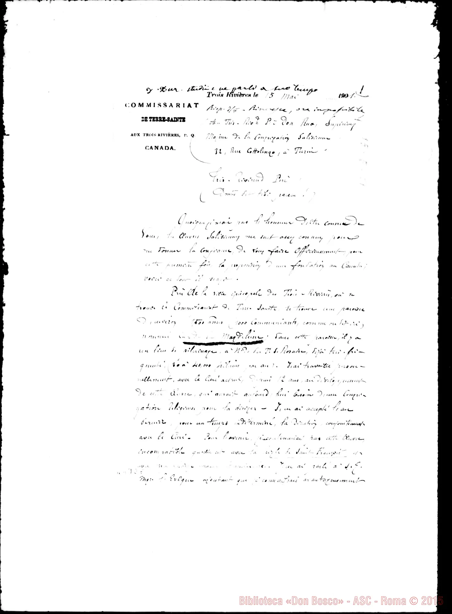 Fotogramma E 7 — Cap della Maddalena: Commissariat de Terre-Sainte - D. Rua. Mag. 1901. Autogr. Rua