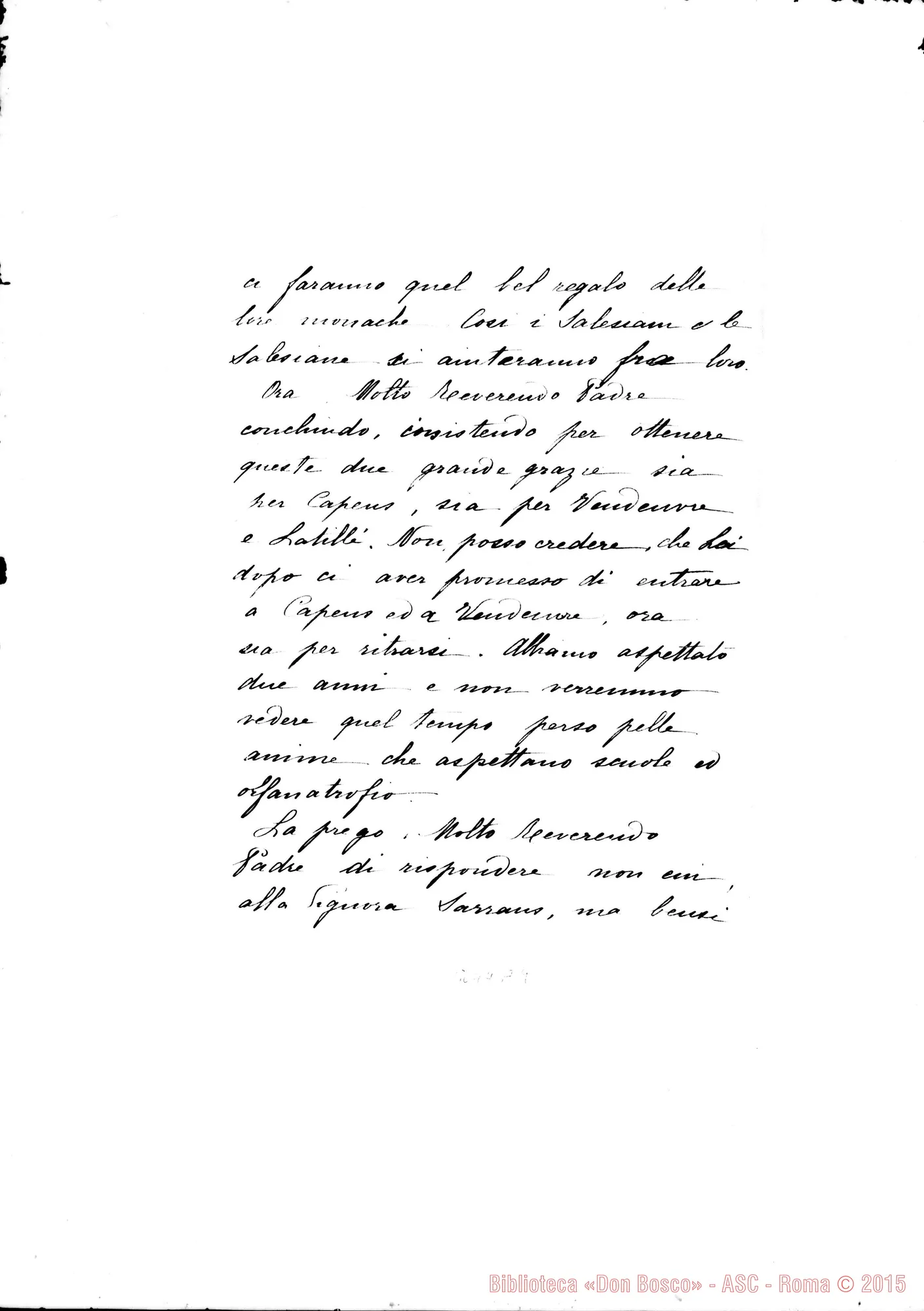 Fotogramma A 9 — Capens: Sr. Marie Emmanuel - Molto Rev.do Padre. Enghien, 17-07-1899