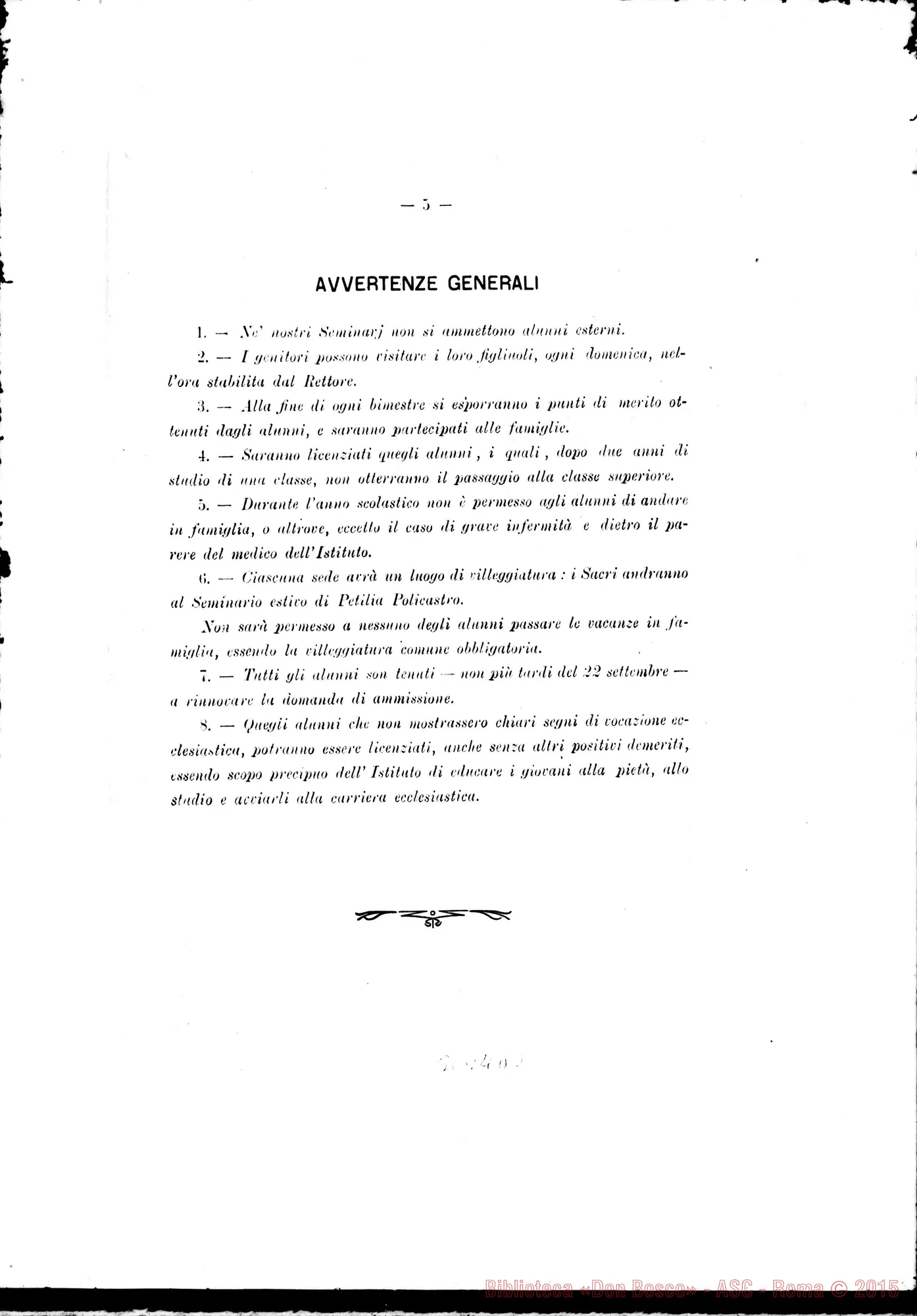 Fotogramma D 2 — Programma del Seminario Interdiocesano. Stampato