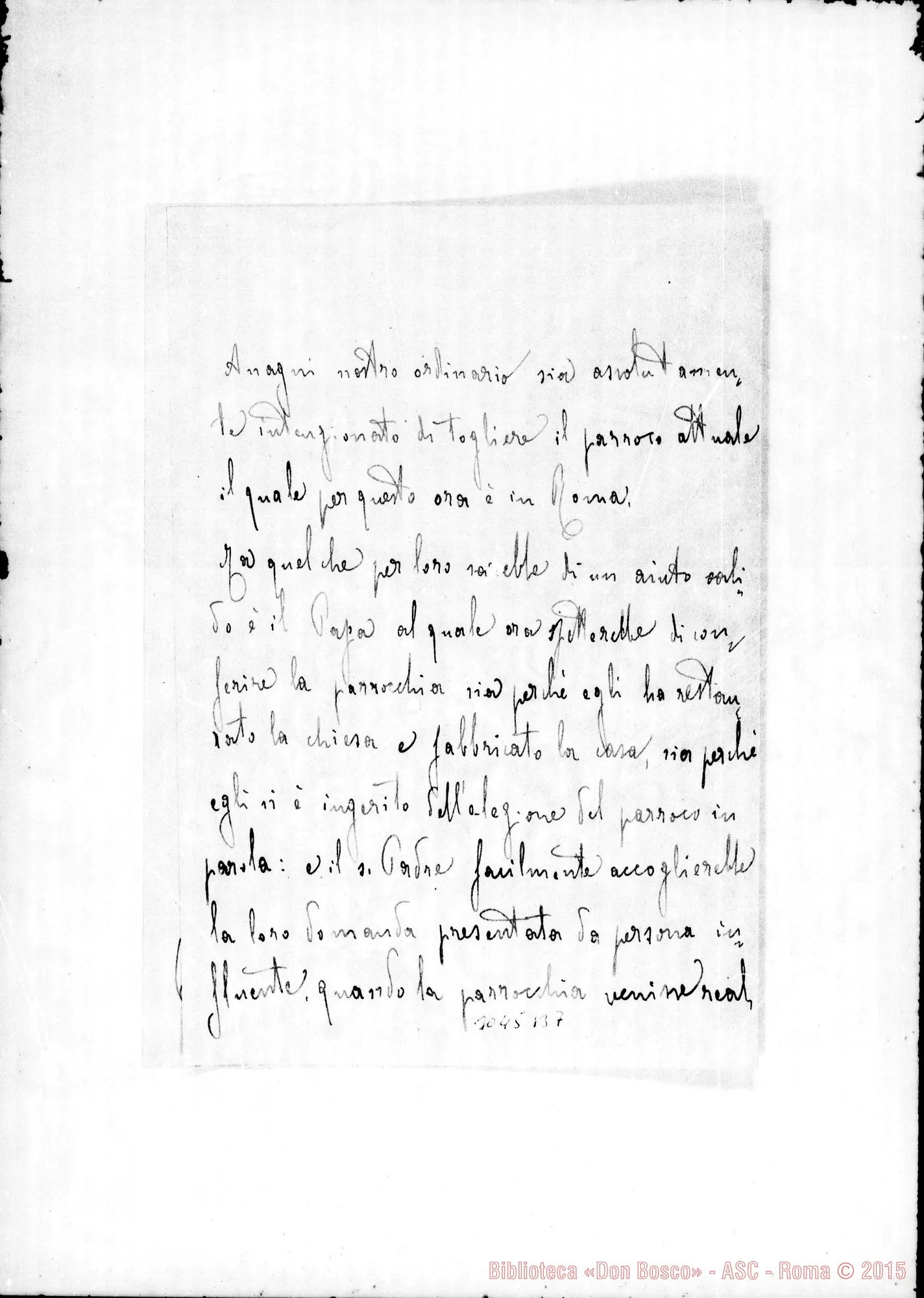 Fotogramma B 7 — Angelo Salina - Rev.mo Signore. Carpineto, 3-07-1896