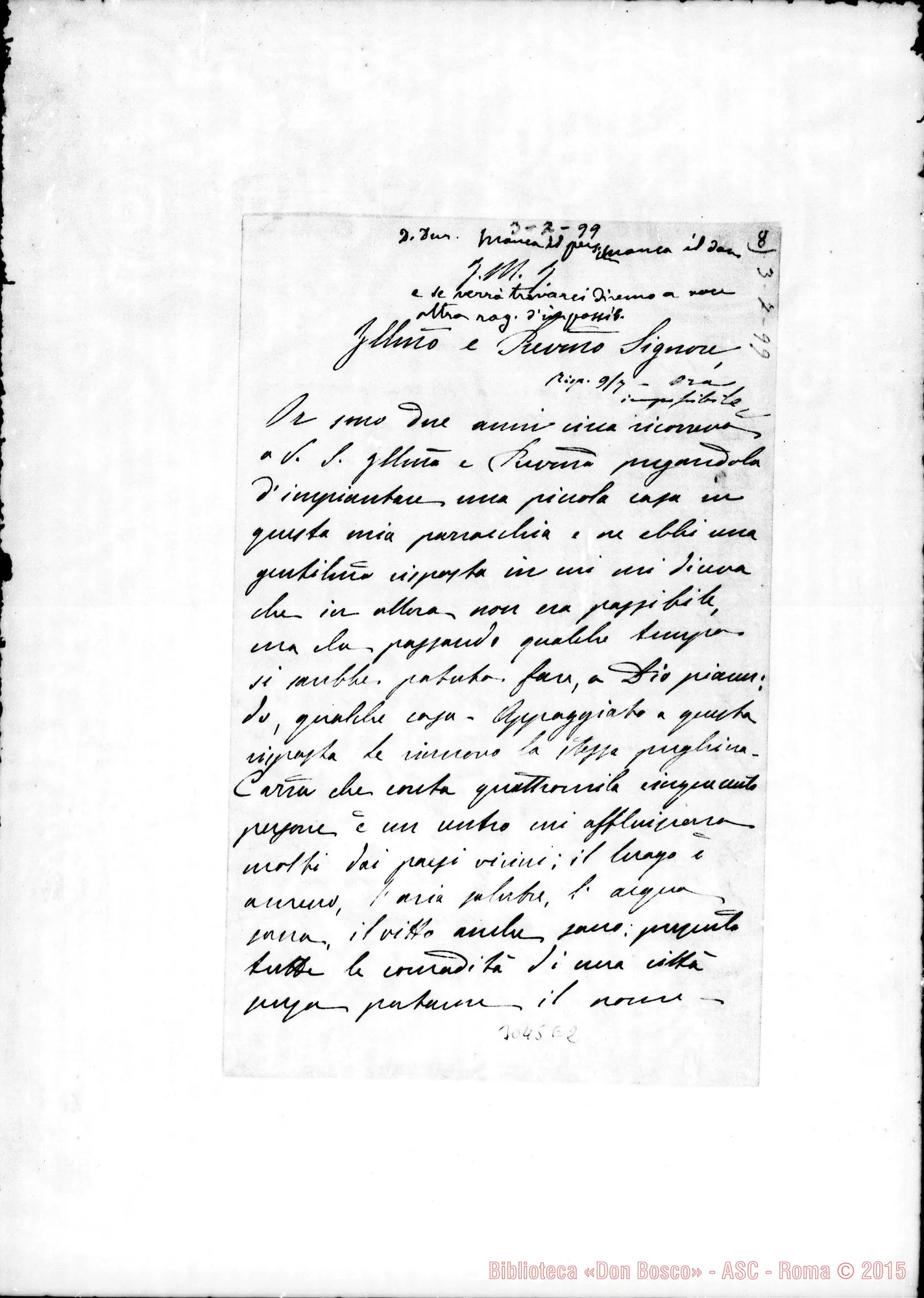 Fotogramma E 2 — Provea D. Filippo - Rev.mo Signore. Lug.1899. Autogr. Rua
