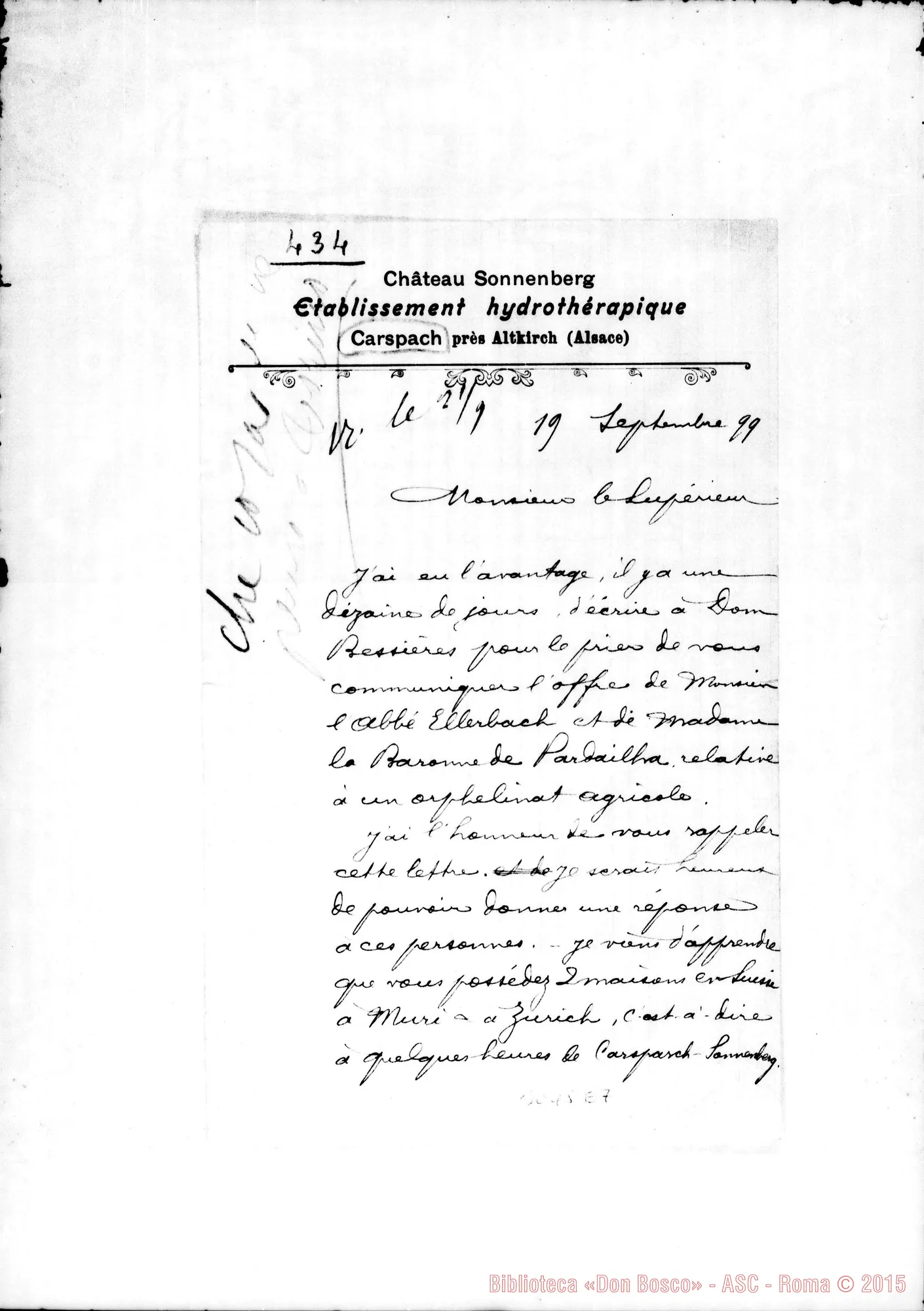 Fotogramma E 7 — Carspach: Abbé Morand - Supérieur. Caspach, 19-09-1899