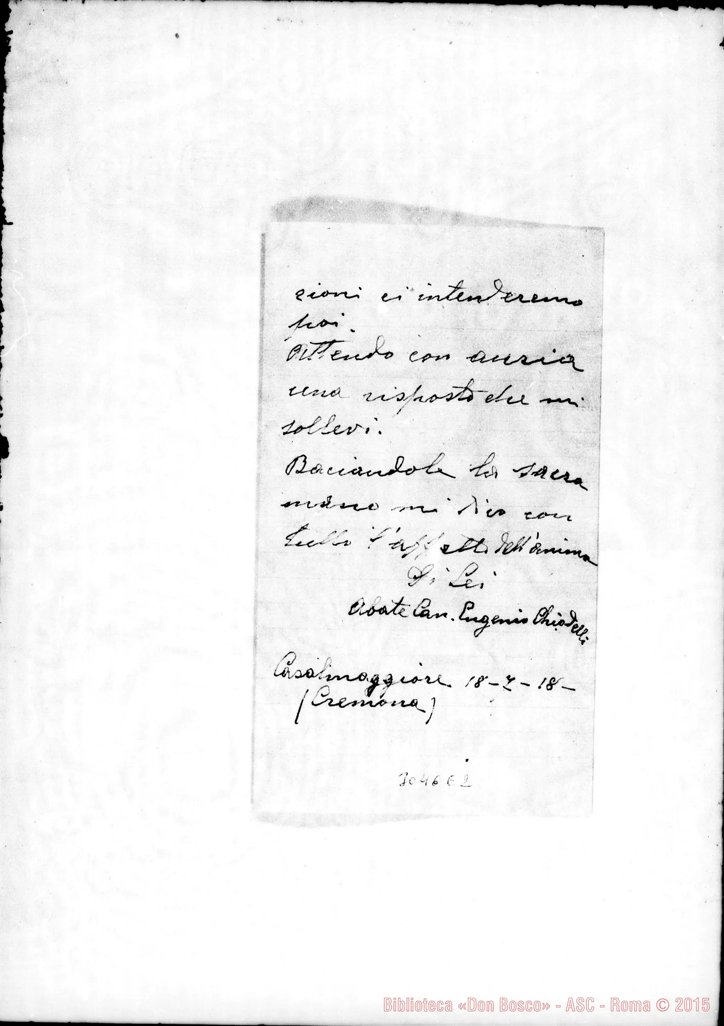 Fotogramma E 2 — Chiodelli Eugenio, abate can. - Rev.mo Padre. Lug.1918