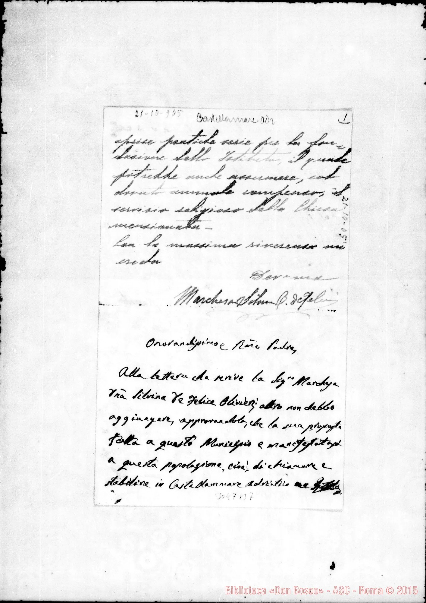 Fotogramma B 7 — Castellammare Adriatico: Morticelli Giuseppe, vesc. di Penne - Rev.do Padre.