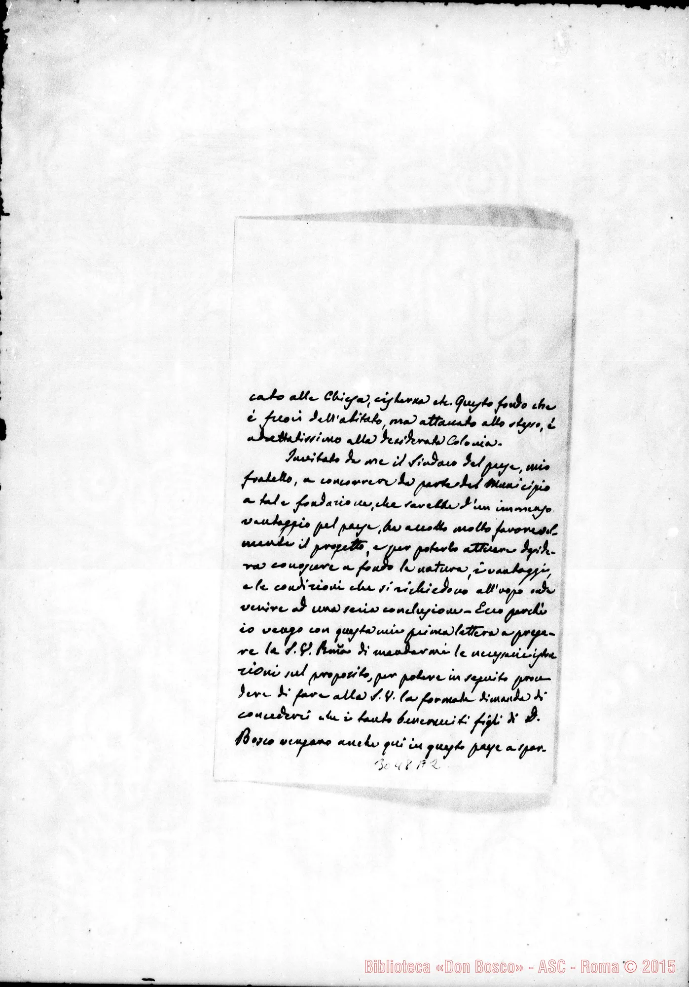 Fotogramma A 2 — Sac. Mario Sardo, coop. - Rev.do Signore. Castiglione, 12-12-1899