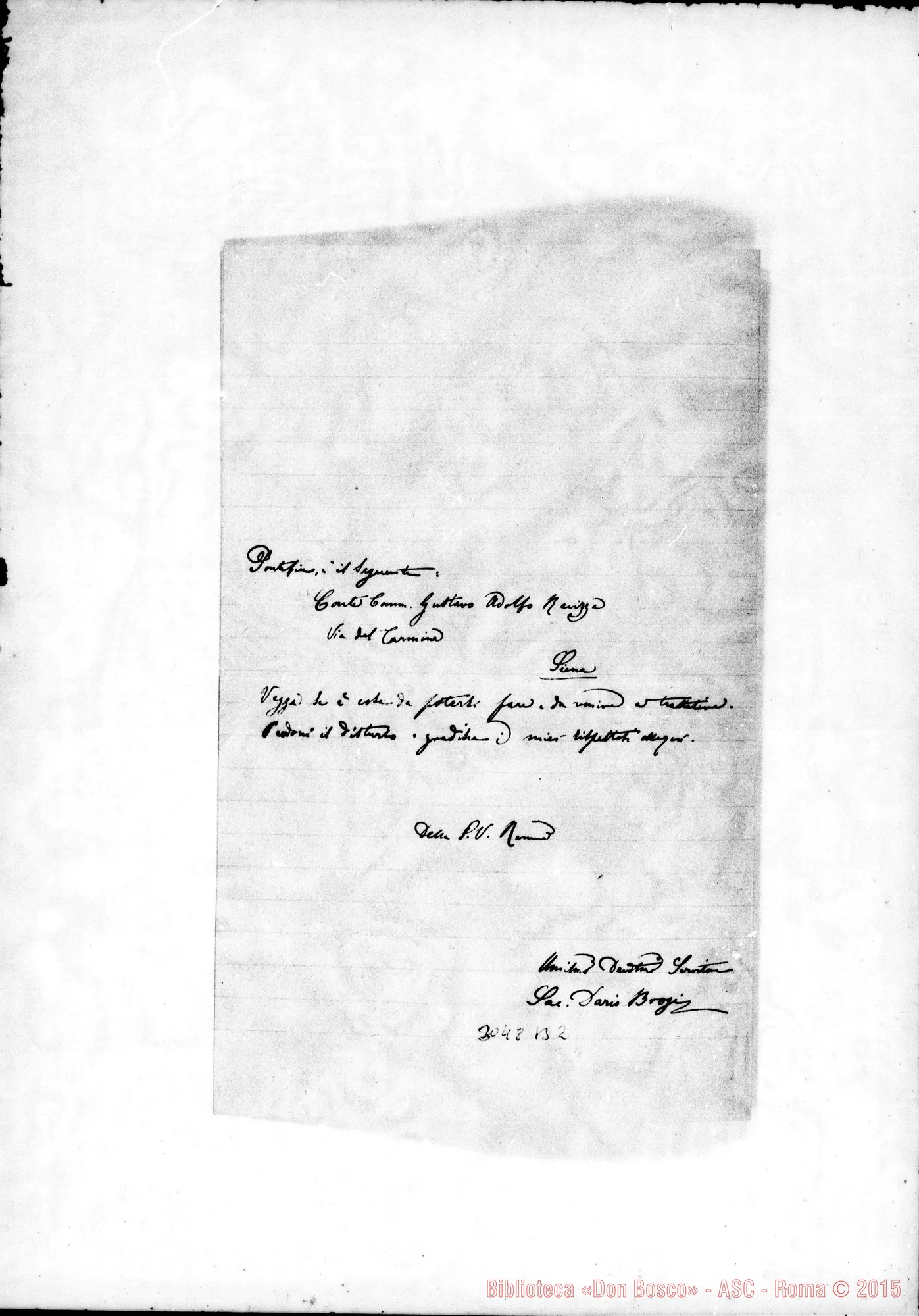 Fotogramma B 2 — Castiglione Teverina: Sac. Dario Brogi - Rev.do Signore. Nov.1893