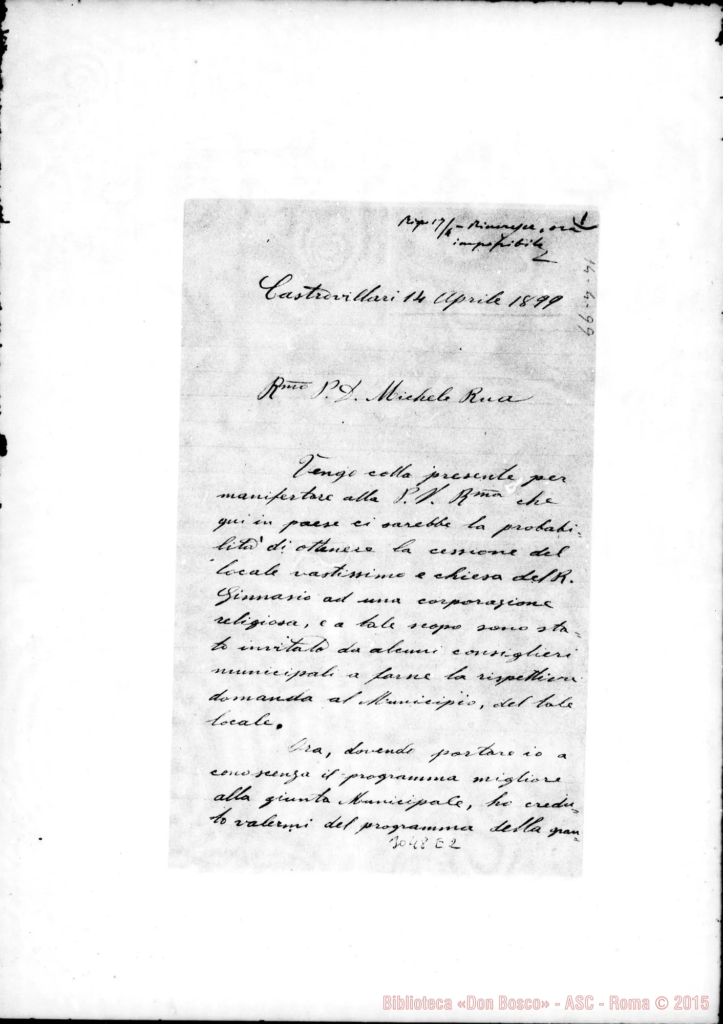 Fotogramma E 2 — Castrovillari: Sac. Nicola Scorza, coop. - D. Rua. Apr.1899