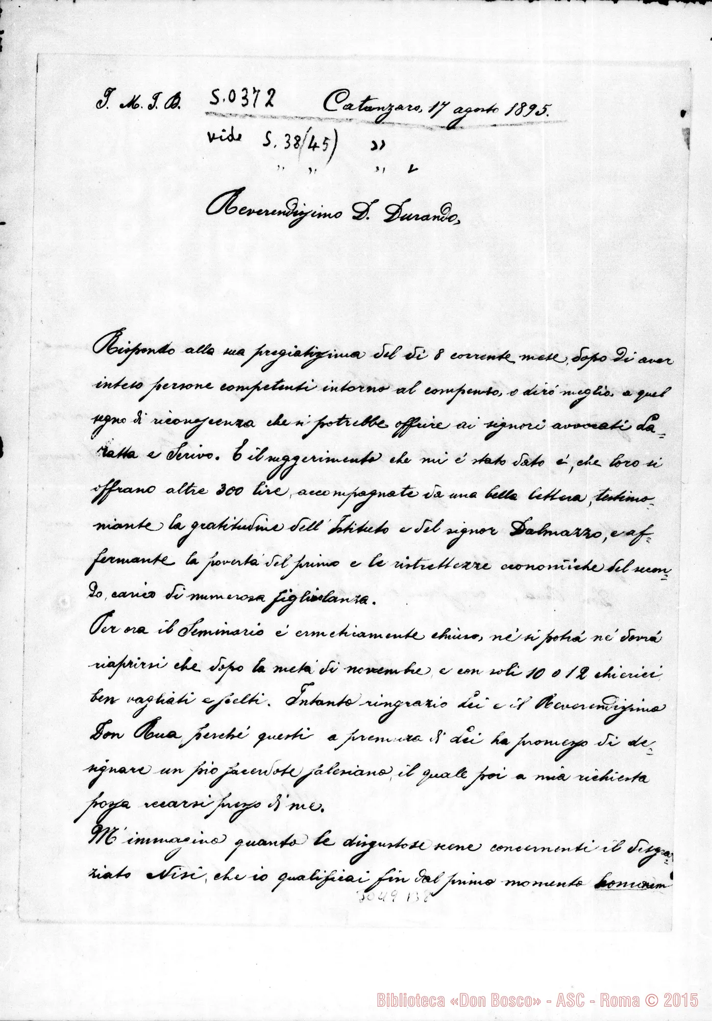 Fotogramma B 8 — Bernardo Maria de Riso, vesc. - D. Durando. Catanzaro, 17-08-1895