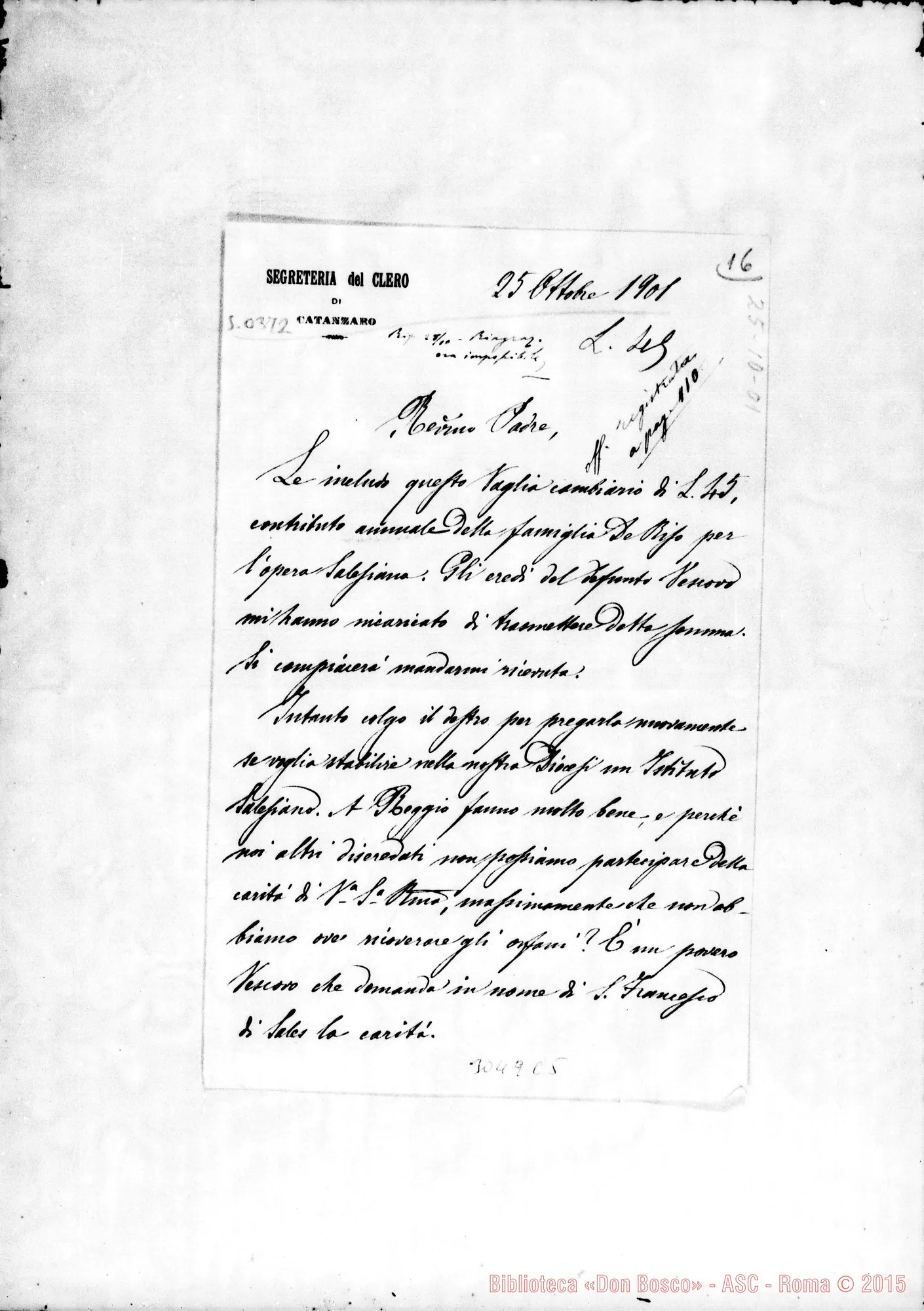 Fotogramma C 5 — Luigi Finoia, vesc. di Catanzaro - D. Rua. 0tt.l901