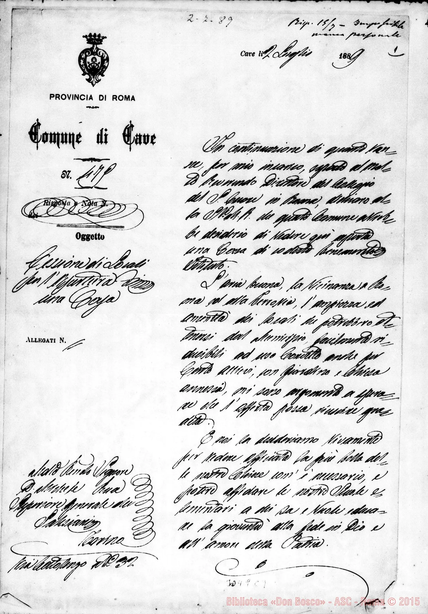 Fotogramma C 9 — Cave: Sindaco Flenca - D. Rua. Cave, 2-07-1889