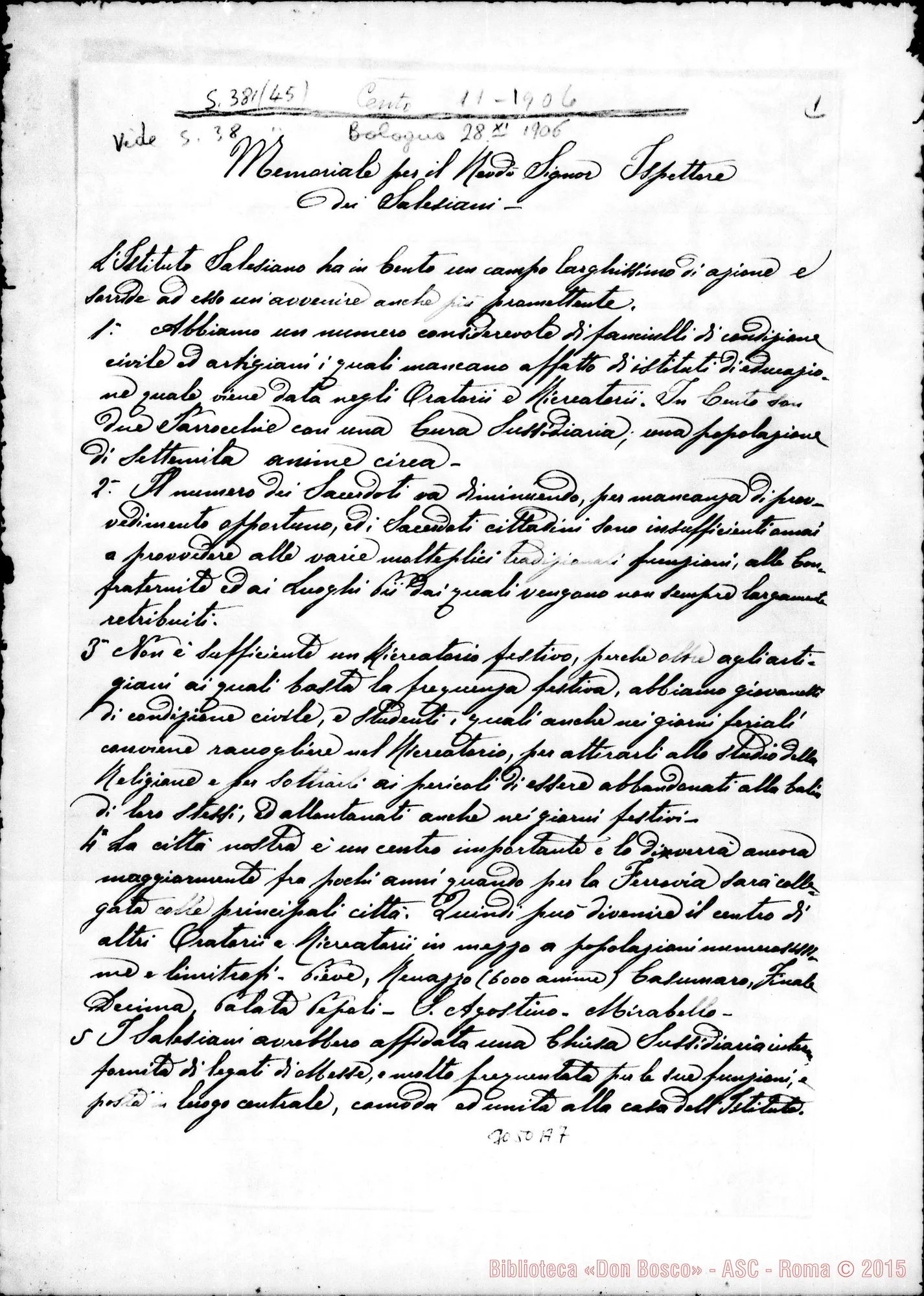 Fotogramma A 7 — Memoriale: Avv. Alessandro Amadei. Nov.1906