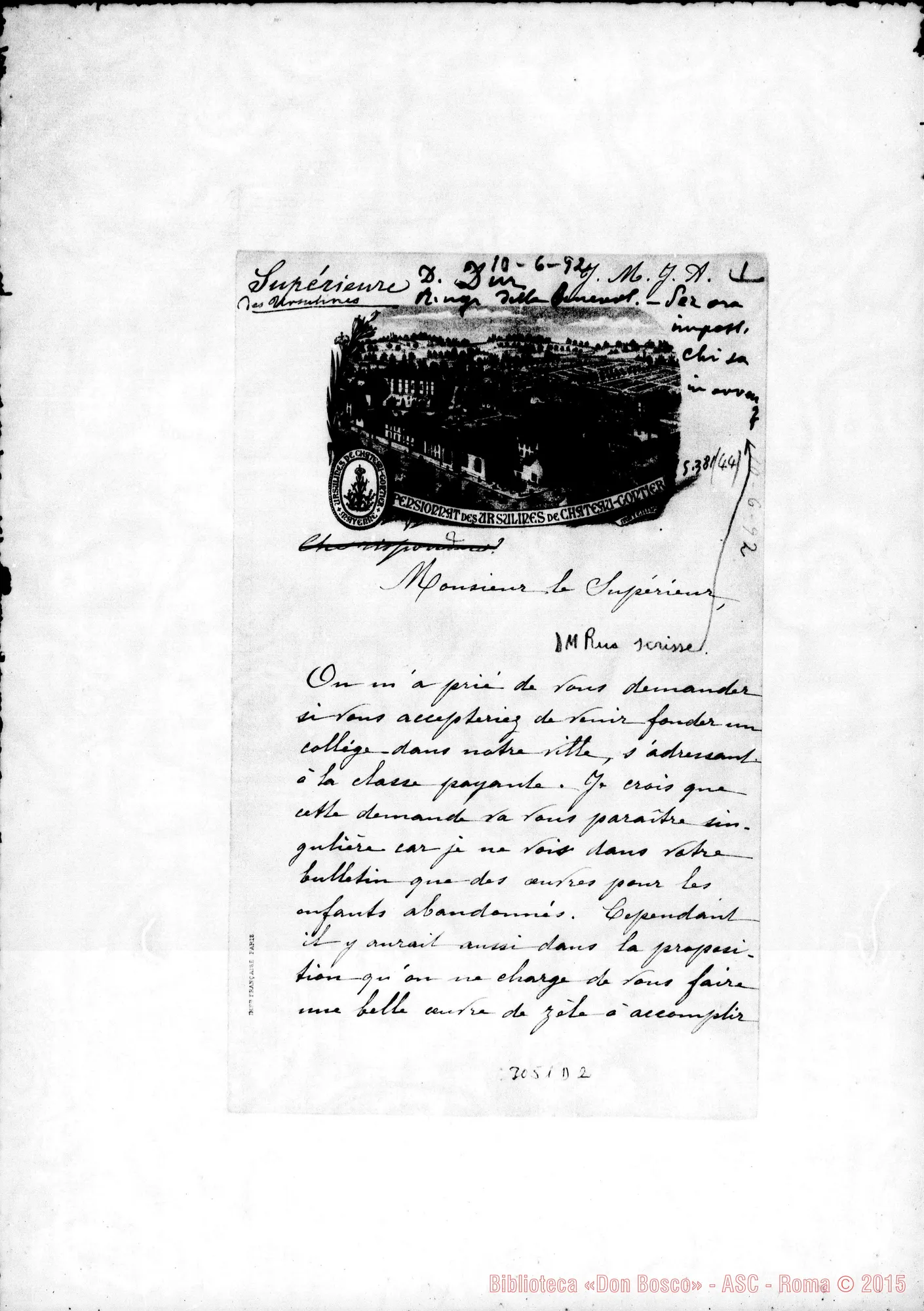 Fotogramma D 2 — Cháteau Gortier: Superiora delle Orsoline - Monsieur Le Supérieur, 1892. Autogr. Rua