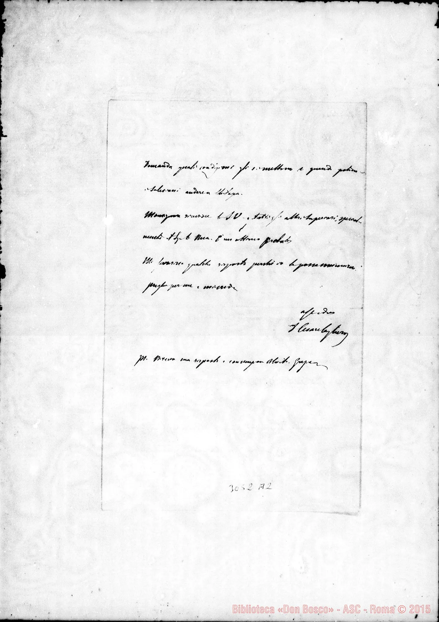 Fotogramma A 2 — Cagliero Cesare - D. Durando. Roma, 6-08-1898