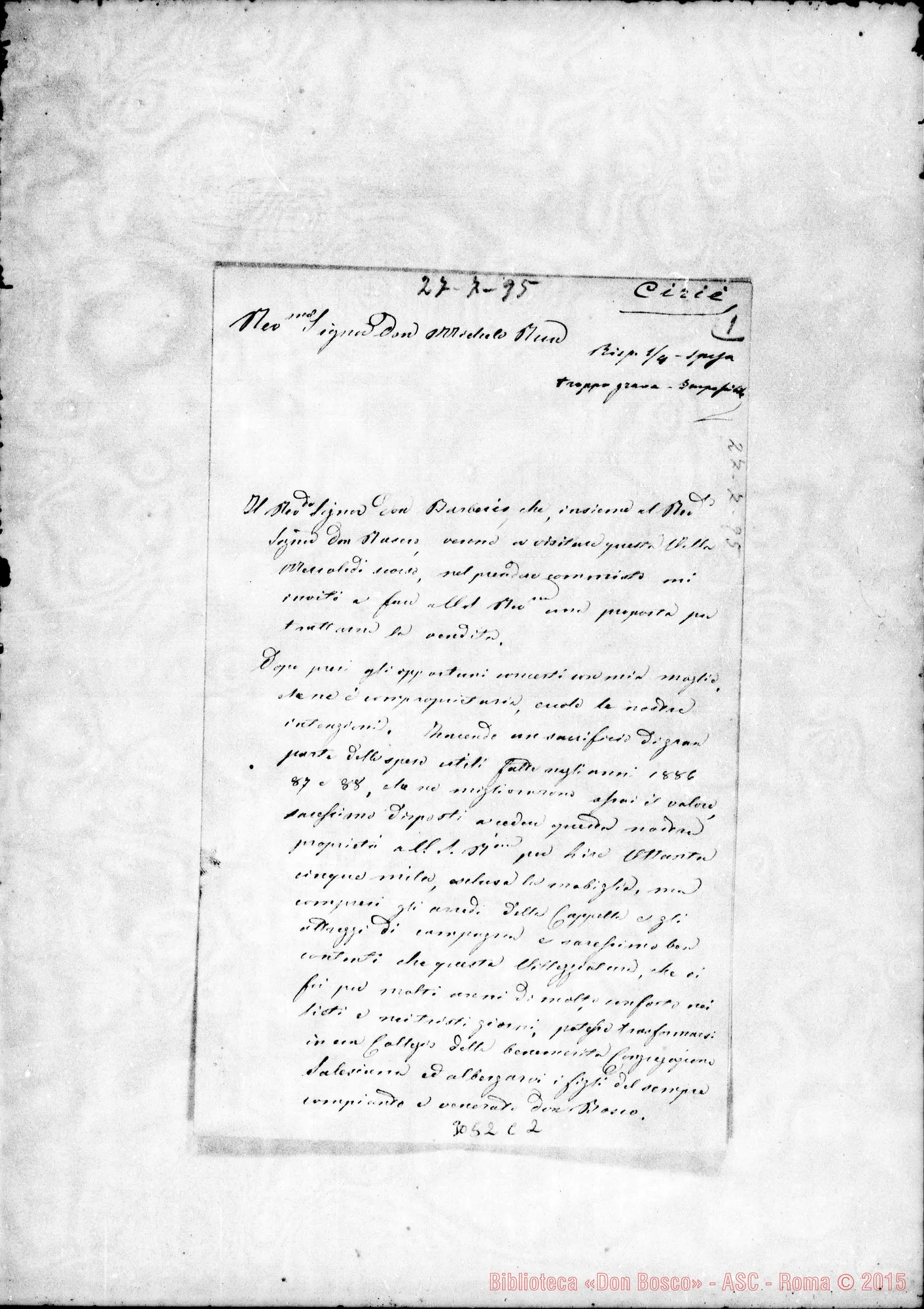 Fotogramma C 2 — Ciriè: Rocco Montana - D. Rua. Cirié, 27-07-1895
