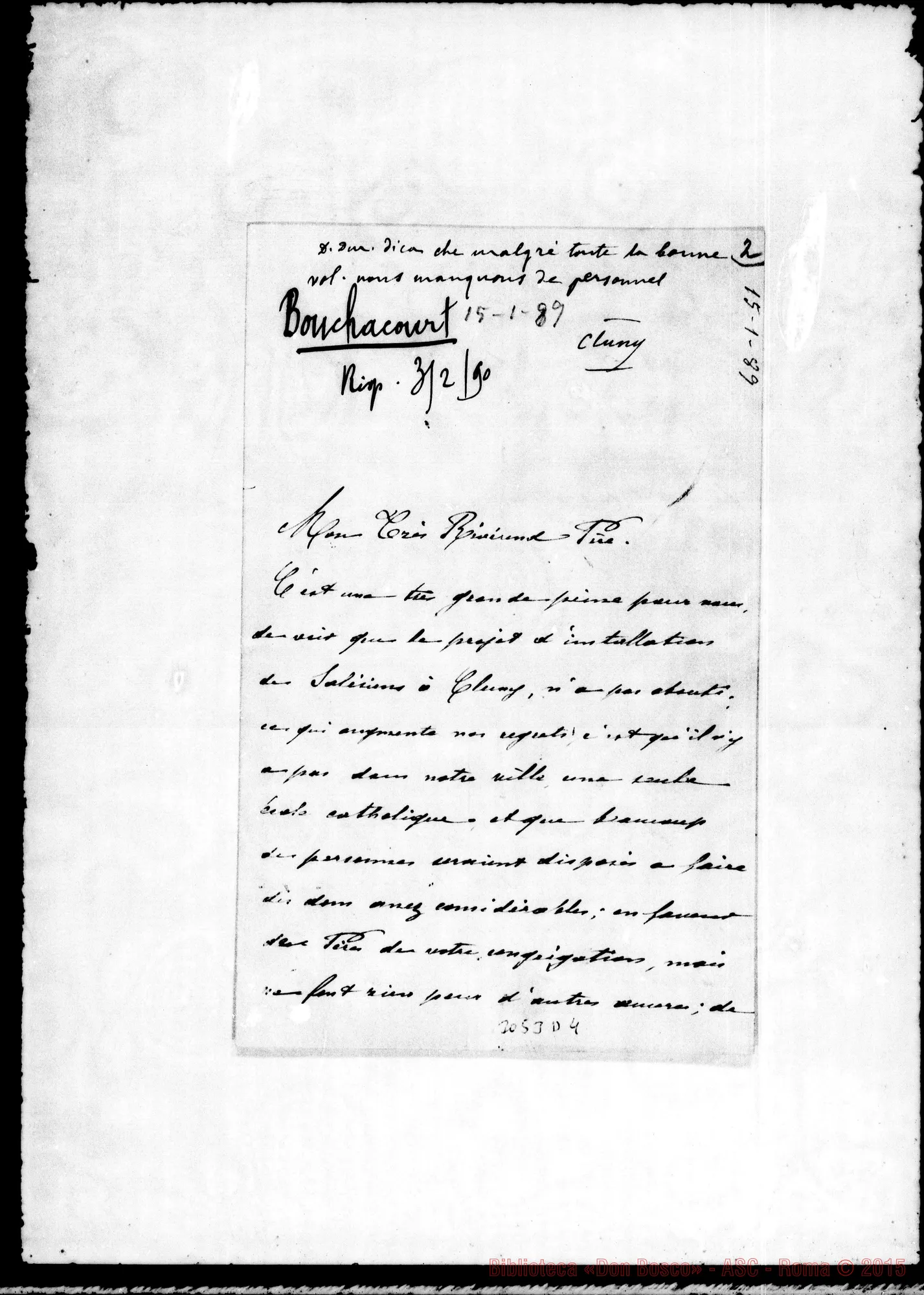 Fotogramma D 4 — Gabriel Bouchacourt, il 15-01-1889. Autogr. Rua