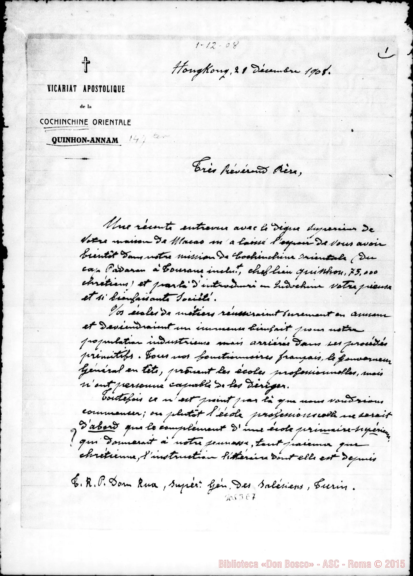 Fotogramma E 7 — Cochinchina: Mons. Damiano Grangeon, Vie. Apost. - Révérend Pére, 21-12-1908
