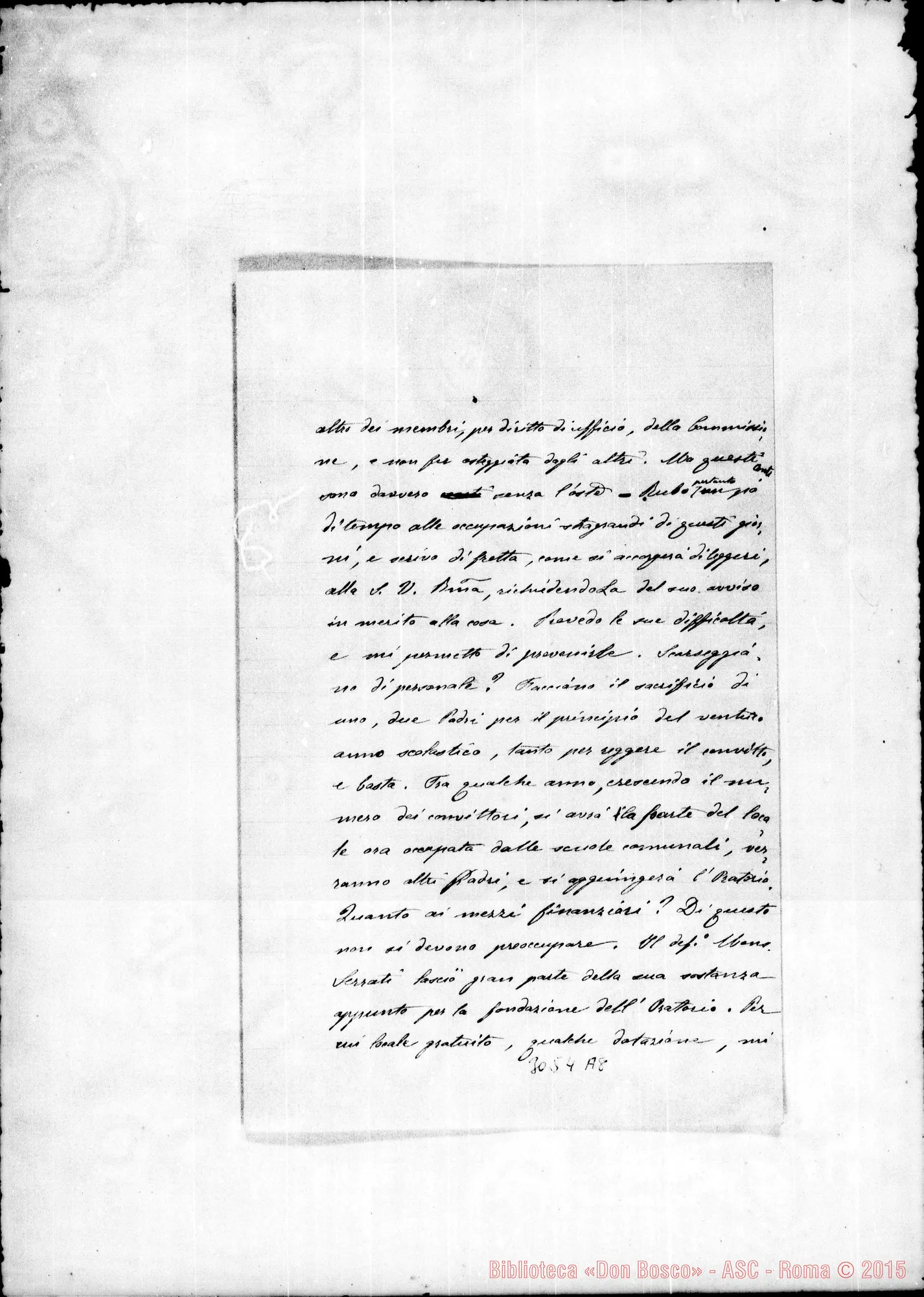 Fotogramma A 8 — Giovanni Comizzoli, sac. - D. Rua, 5-04-1895. Autogr. Rua