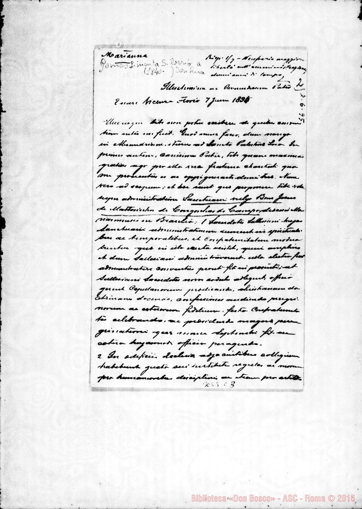 Fotogramma C 3 — Concordia de Campo: Gomes Pimenta Silverio, vesc. - D. Rua. il 17-06-1895