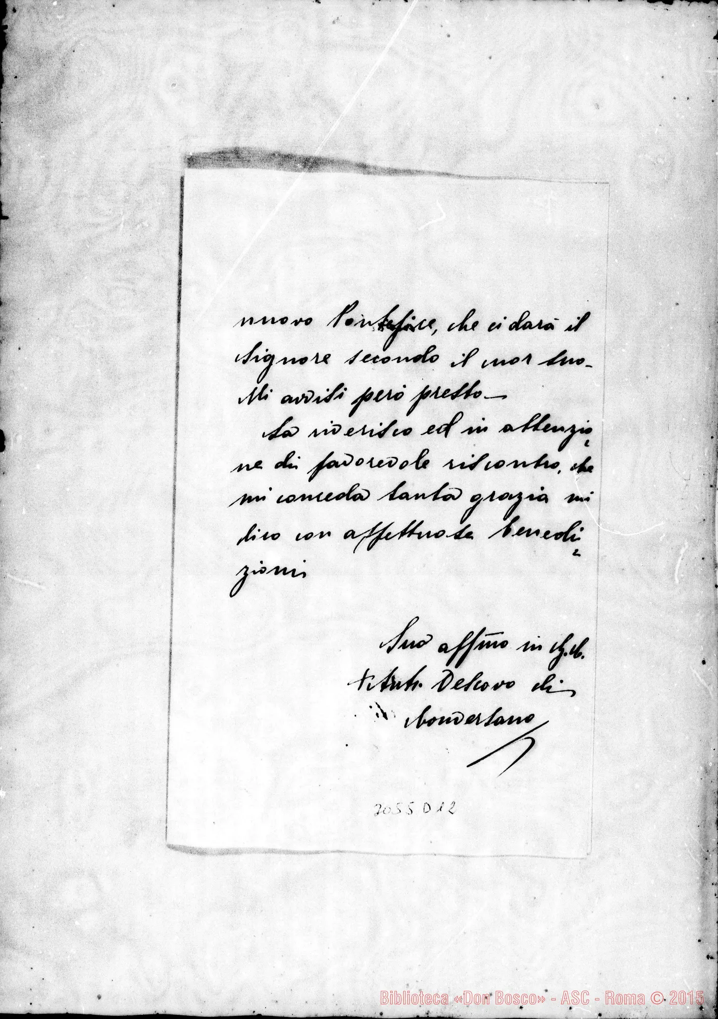 Fotogramma D 12 — Antonio Lamberti, vesc. - Rev.mo Padre. Roma, 31-07-1903