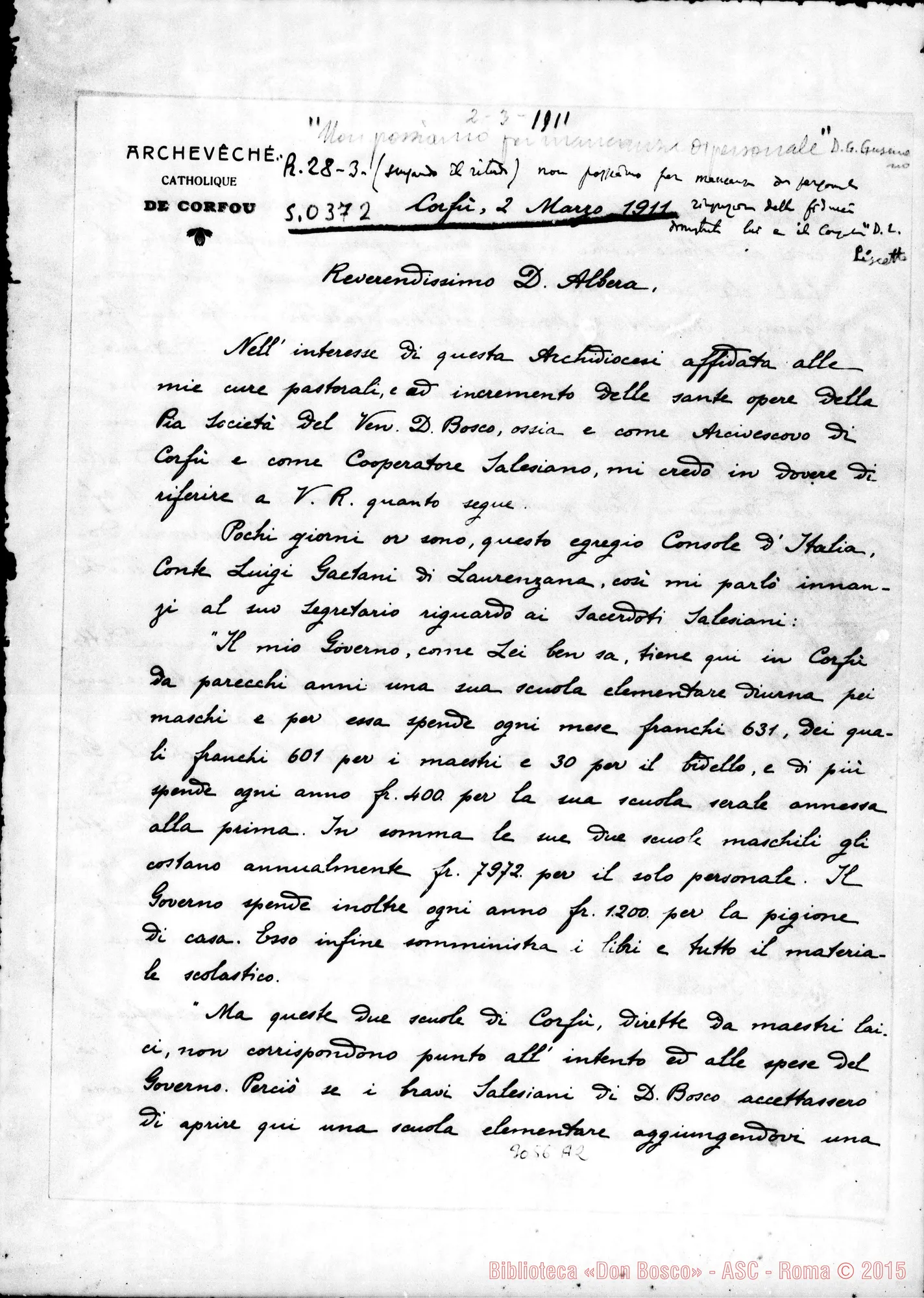 Fotogramma A 2 — Teodoro Polito, vesc. - D. Albera. Corfù, 2-03-1911