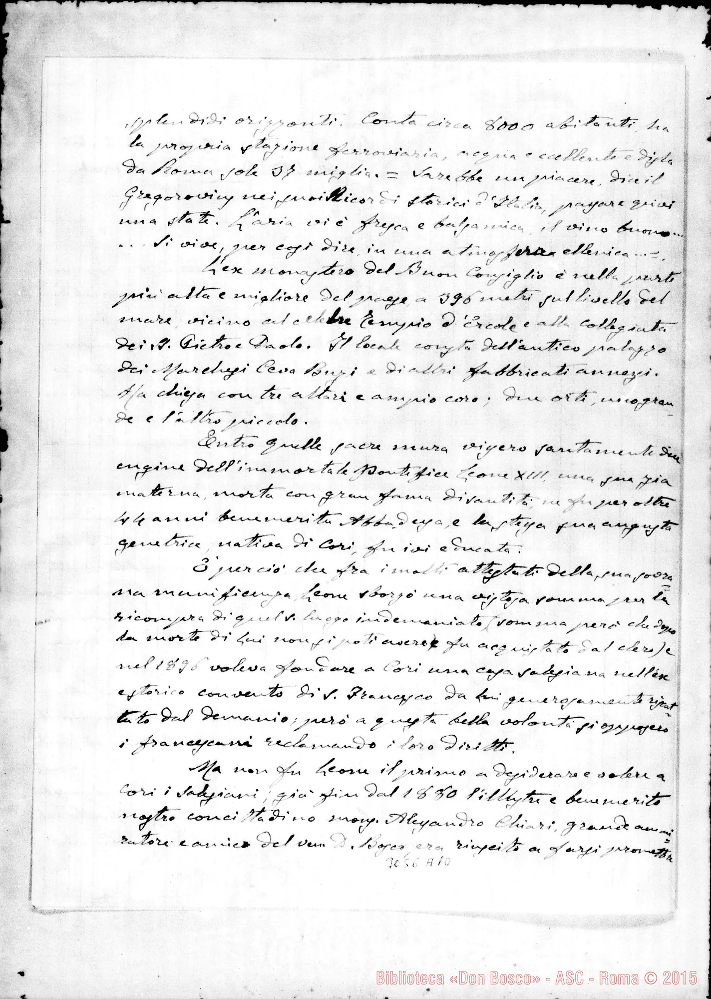 Fotogramma A 10 — Antonio Can. Pistilli - Rev.mo Signore. Cori, 4-02-1909