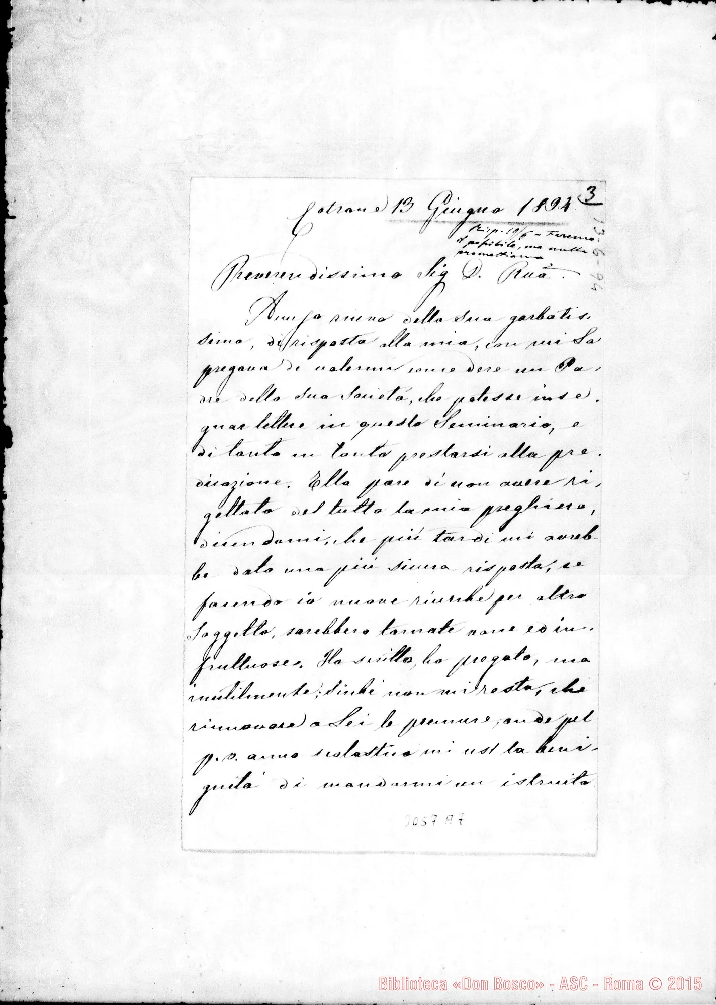 Fotogramma A 7 — Giuseppe Cavaliere, vesc. - D. Rua. Cotrone, 13-06-1894