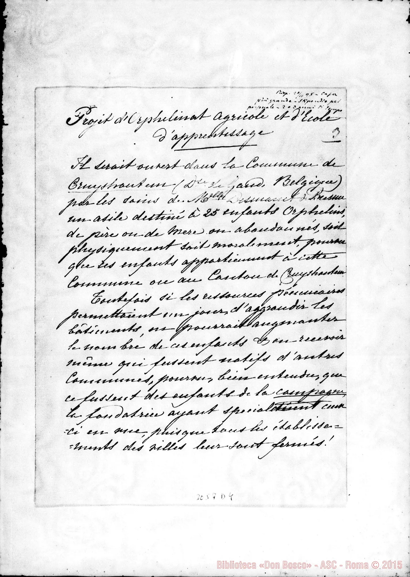 Fotogramma D 4 — Cruyshautun: Progetto per un orfanotrofio agricolo. Cruyshautun, 20-10-1895