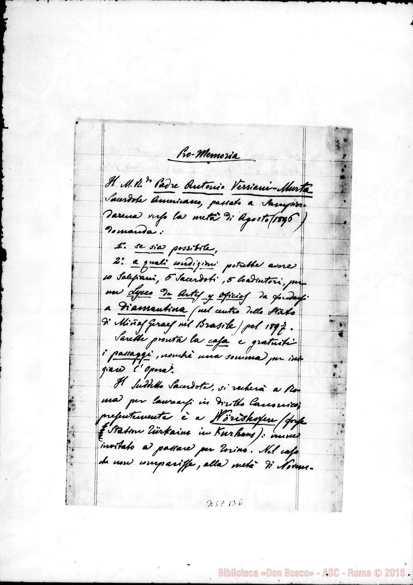 Fotogramma B 6 — Diamantina: Promemoria