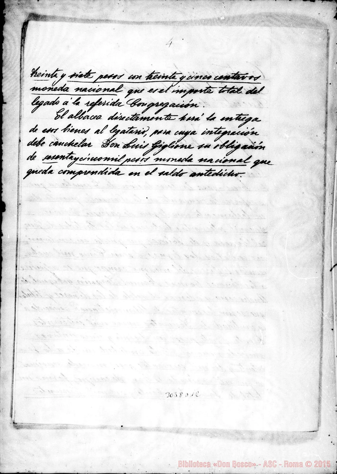 Fotogramma D 12 — Dolores: Isabel de Anchorena: copia di una parte del testamento olografo