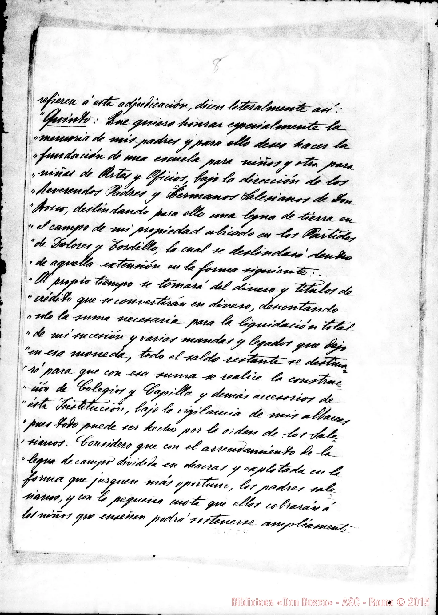 Fotogramma E 4 — Dolores: Isabel de Anchorena: copia di una parte del testamento olografo
