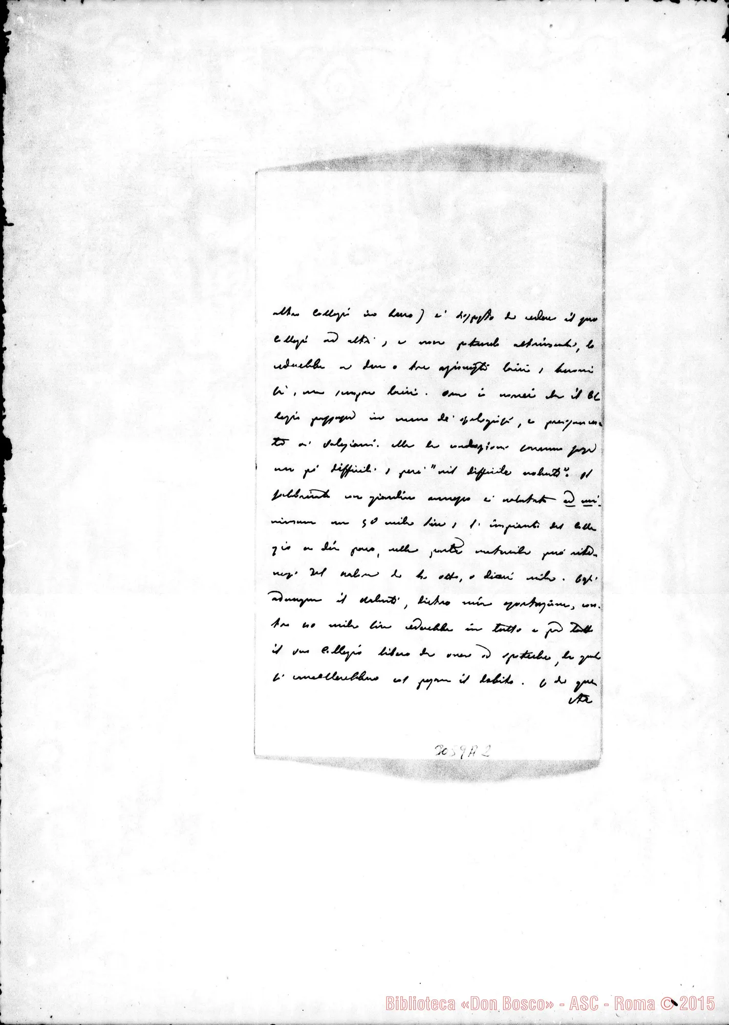 Fotogramma A 2 — Domaso: Ferrari Andrea, vesc. di Como - Sig. Direttore. Como, 6-11-1891