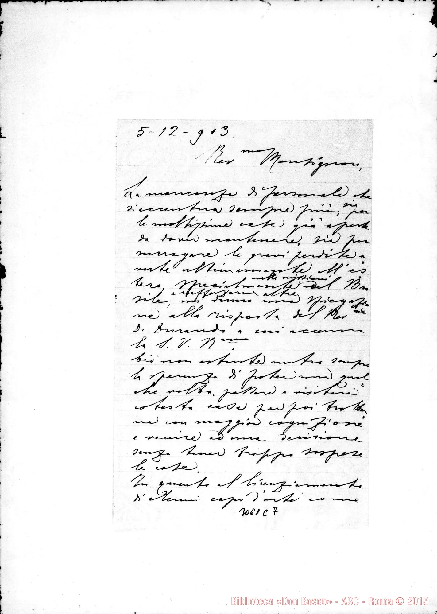 Fotogramma C 7 — D. Farina Carlo - Rev.mo Monsignore, 11 5-12-1903