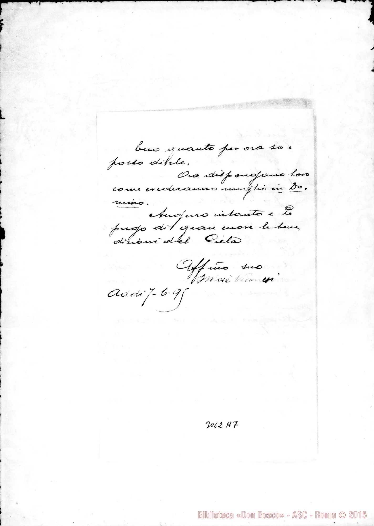 Fotogramma A 7 — D. Mosè Veronesi - D. Durando. Mogliano Ven., 7-06-1895