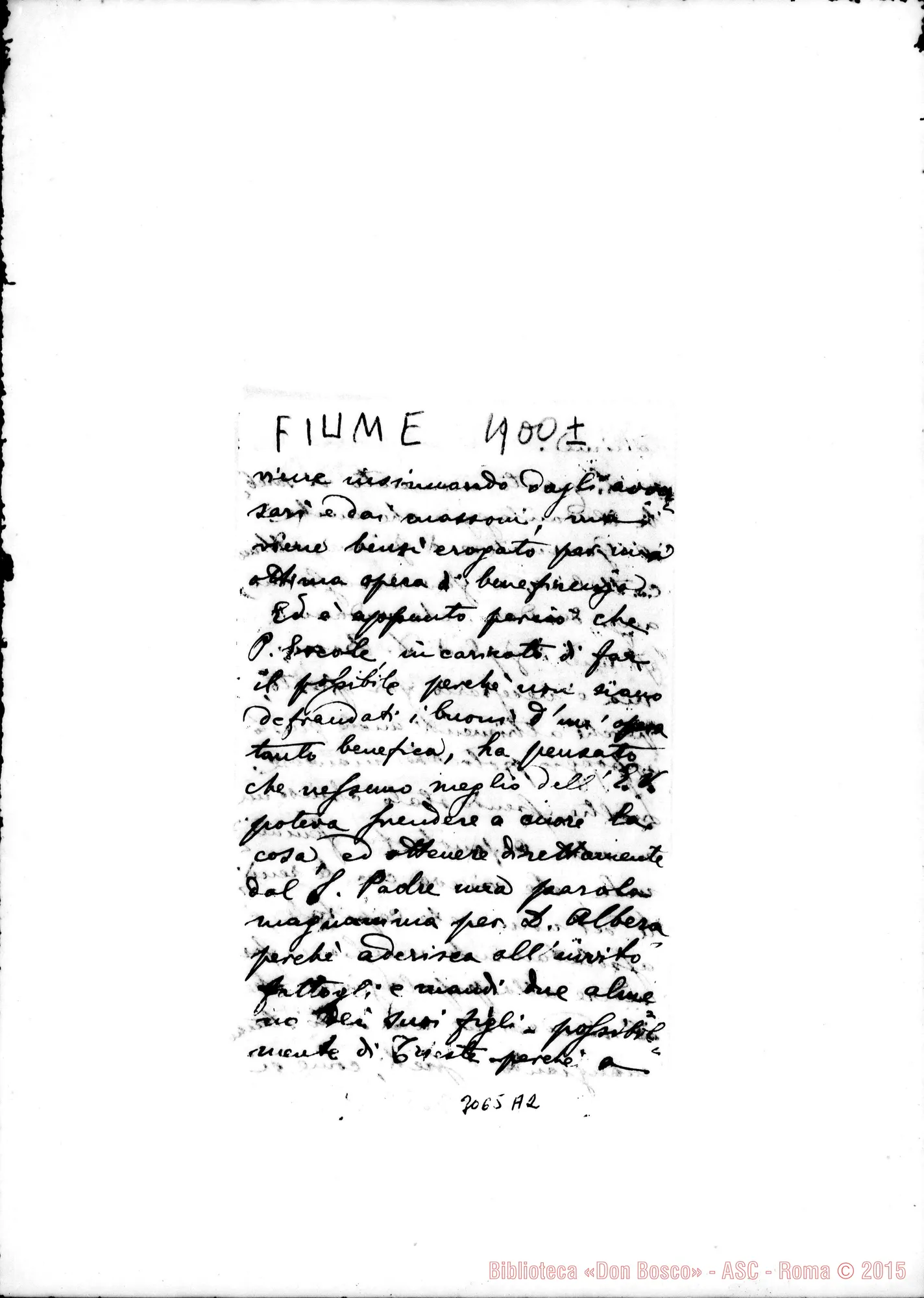 Fotogramma A 2 — Note senza destinatario nè firma