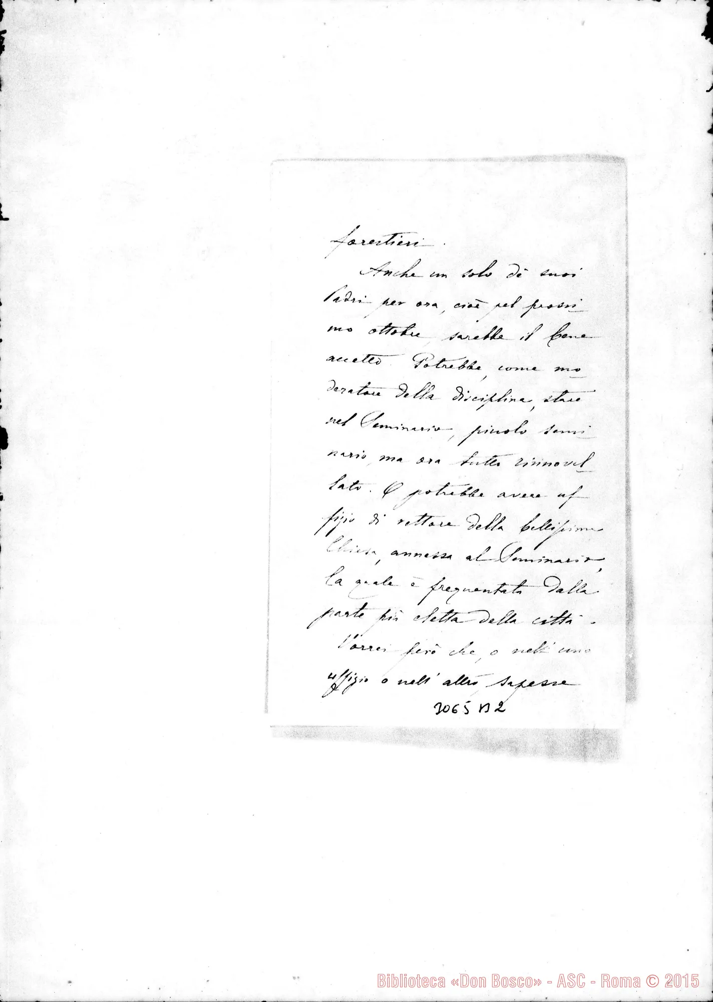 Fotogramma B 2 — Foggia: Carlo Mola, vesc. di Foggia - Rev.mo Padre. Foggia, 28-07-1895