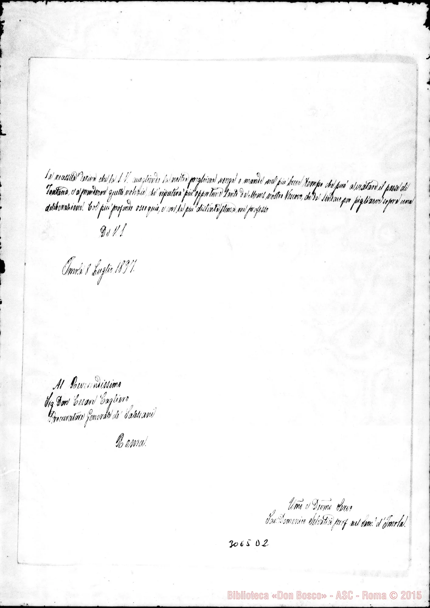 Fotogramma D 2 — Selvatici D. Domenico - D. Cagliero Cesare. Imola, 8-07-1897