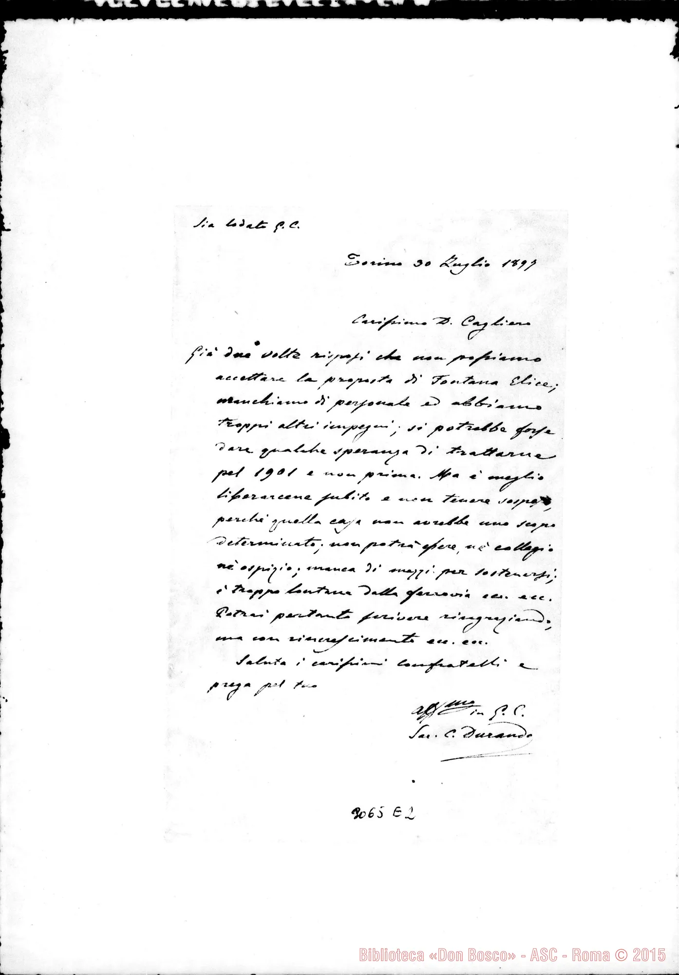 Fotogramma E 2 — D. Durando - D. Cagliero Cesare. Torino, 30-07-1897