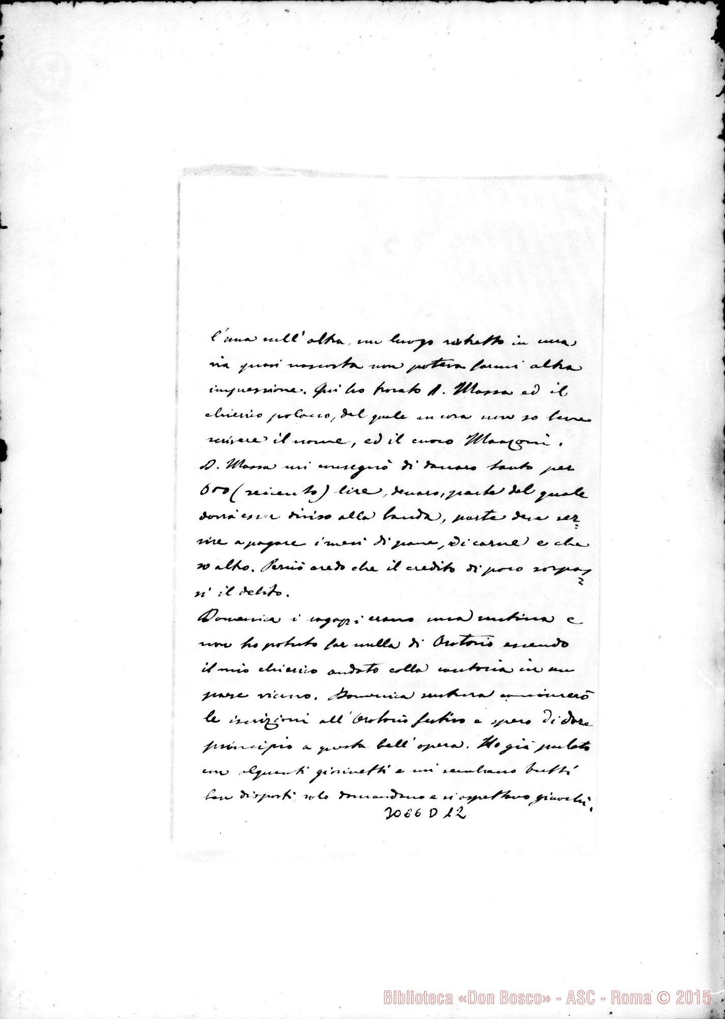 Fotogramma D 12 — D. Quartino - Sig. Ispettore. Forlì, 2-10-1900