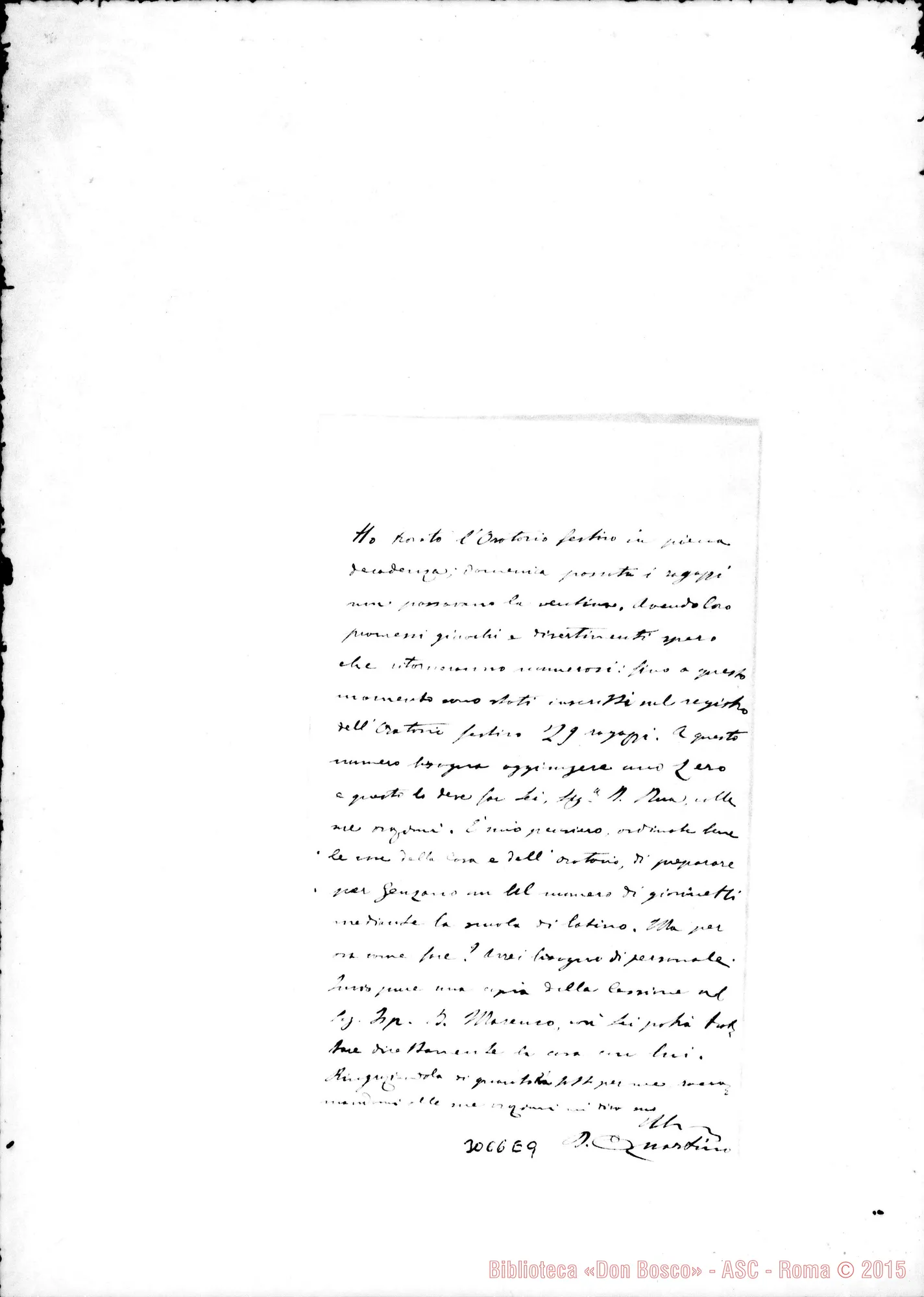 Fotogramma E 9 — D. Quartino - D. Rua. Forlì, 5-10-1900. Autogr. Rua