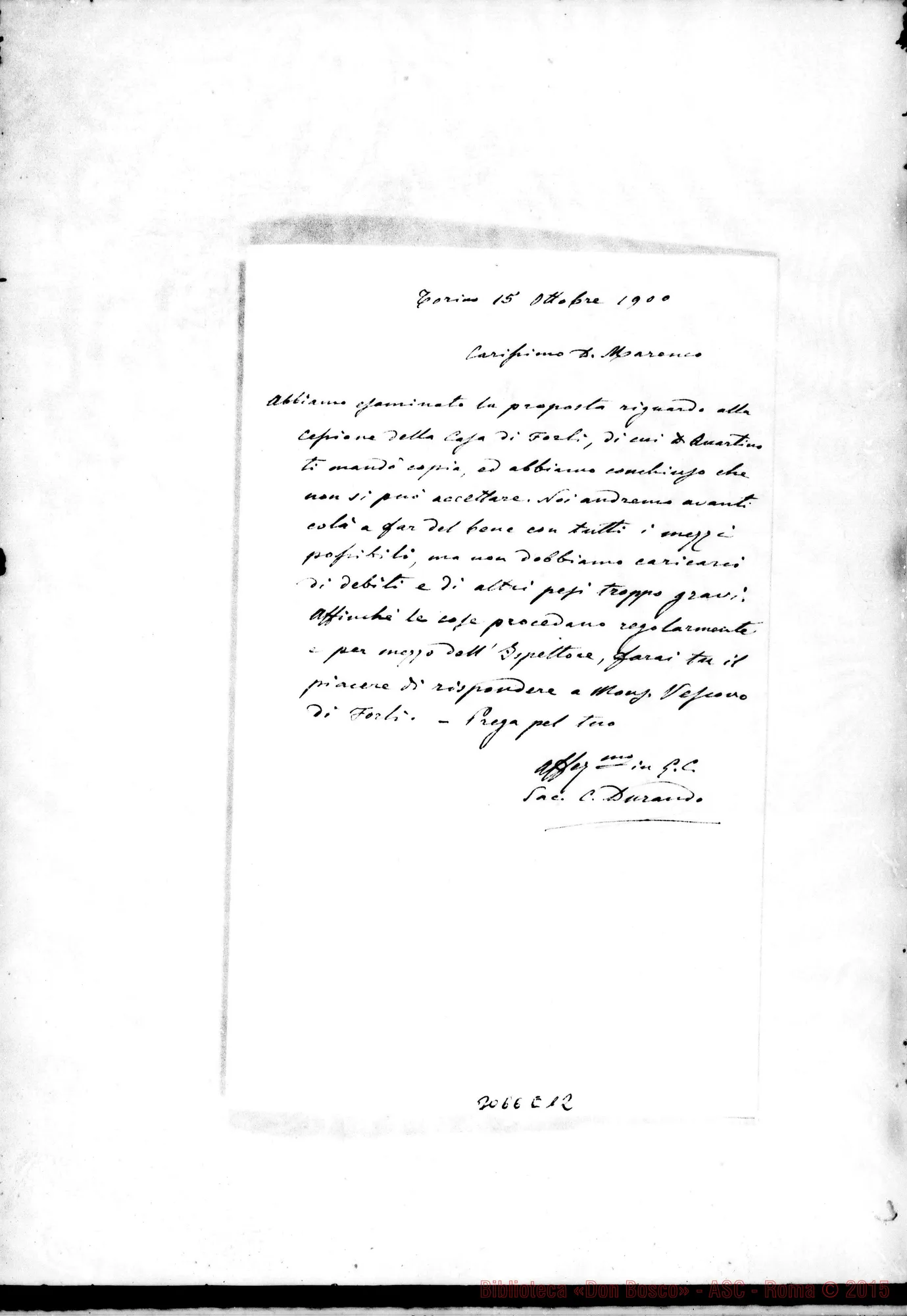 Fotogramma E 12 — Acci, altra di D. Durando - D. Marenco, con data 15-10-1900
