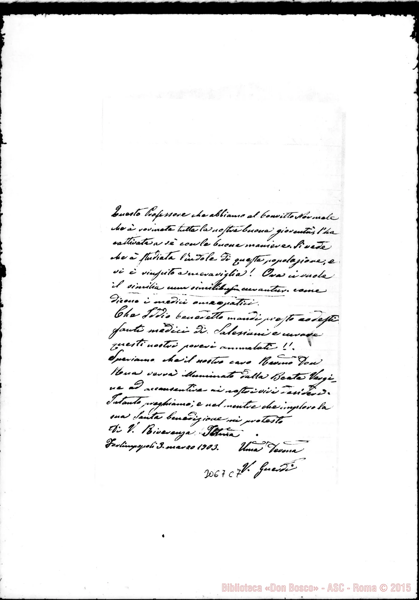 Fotogramma C 7 — Guerdi Virginia - D. Farina. Forlimpopoli, 3-03-1903